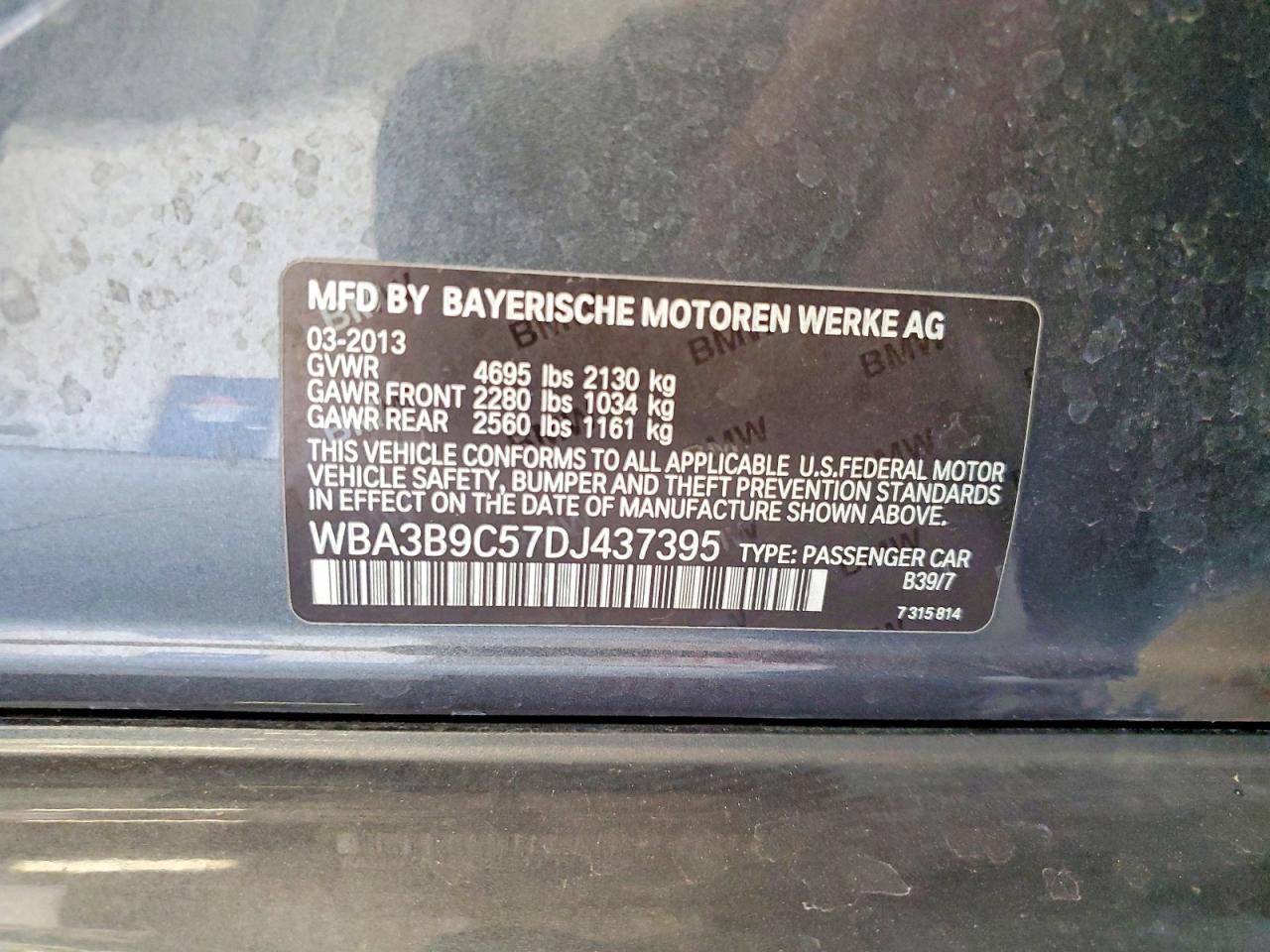 2013 Bmw 335 Xi Gray vin: WBA3B9C57DJ437395