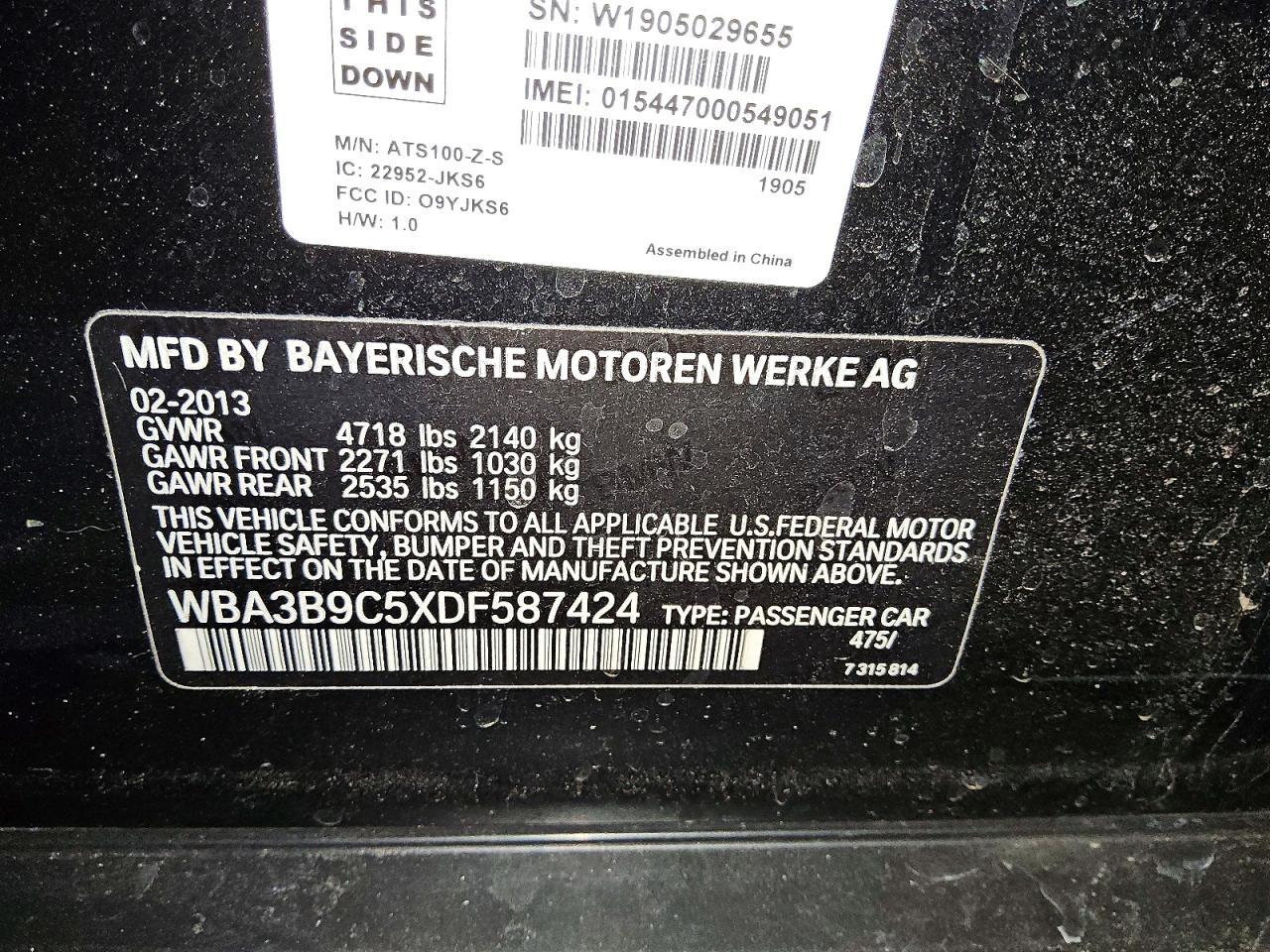 2013 Bmw 335 Xi Black vin: WBA3B9C5XDF587424