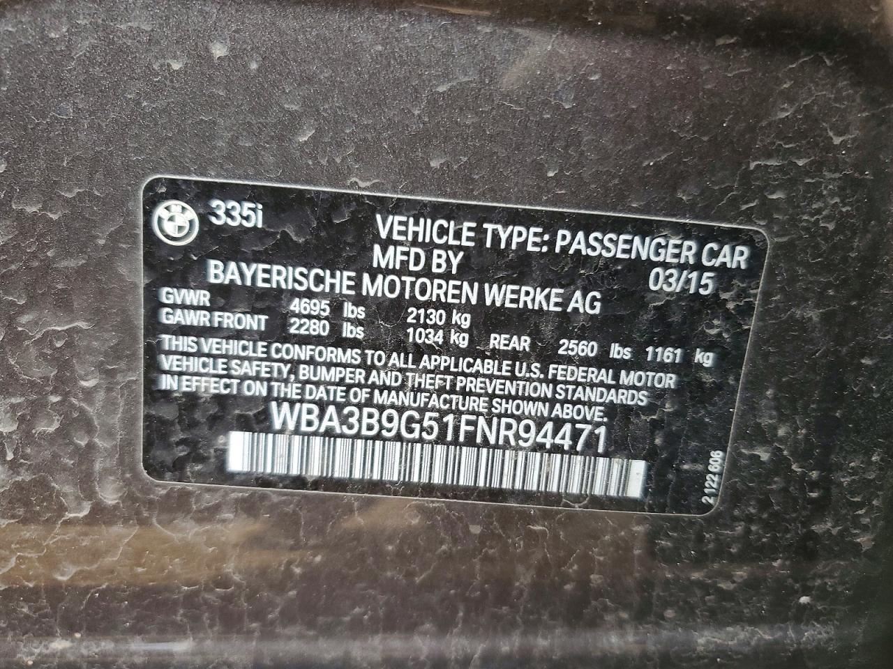 2015 Bmw 335 Xi Gray vin: WBA3B9G51FNR94471
