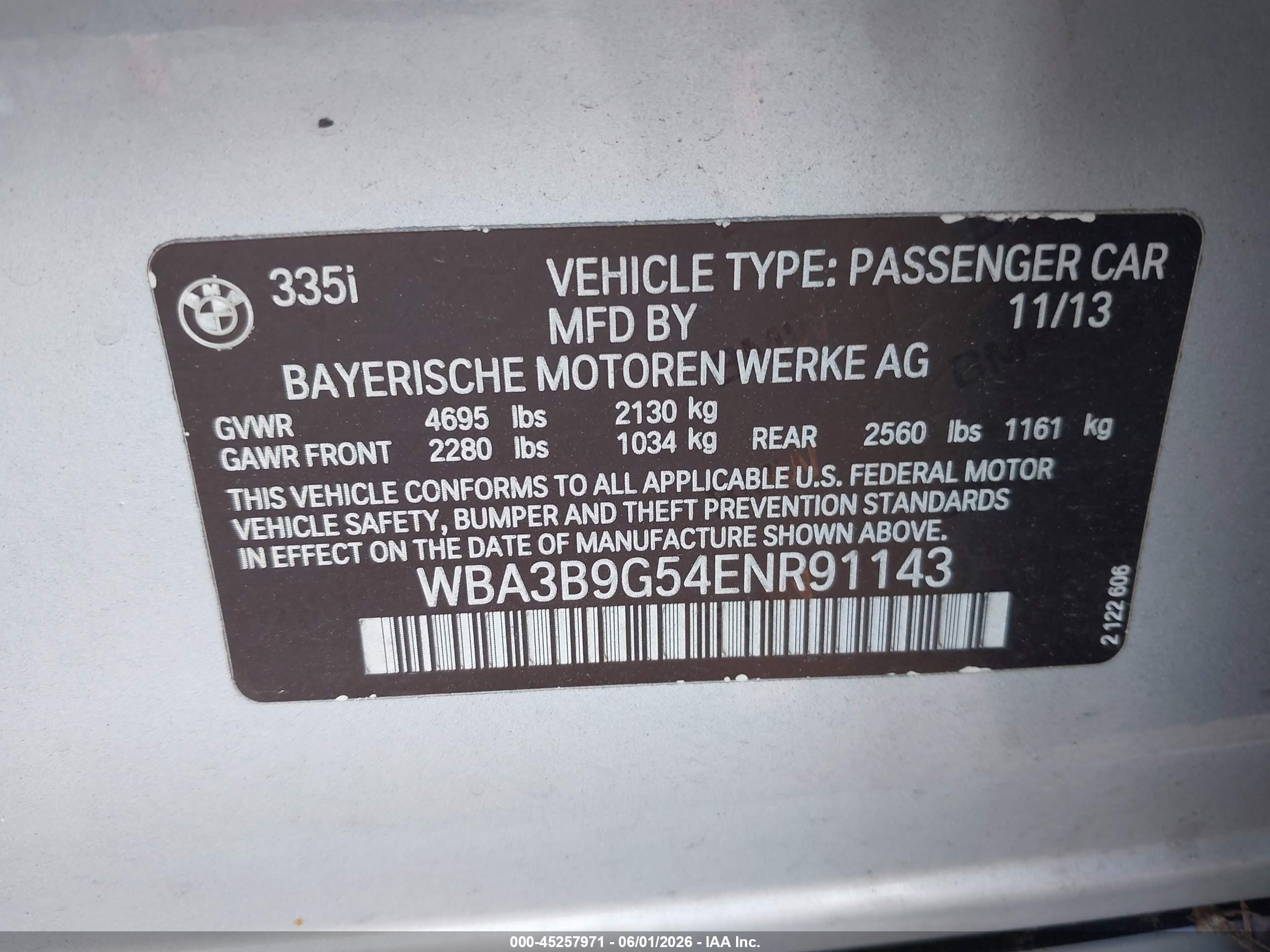 2014 Bmw 335i Xdrive Blue vin: WBA3B9G54ENR91143