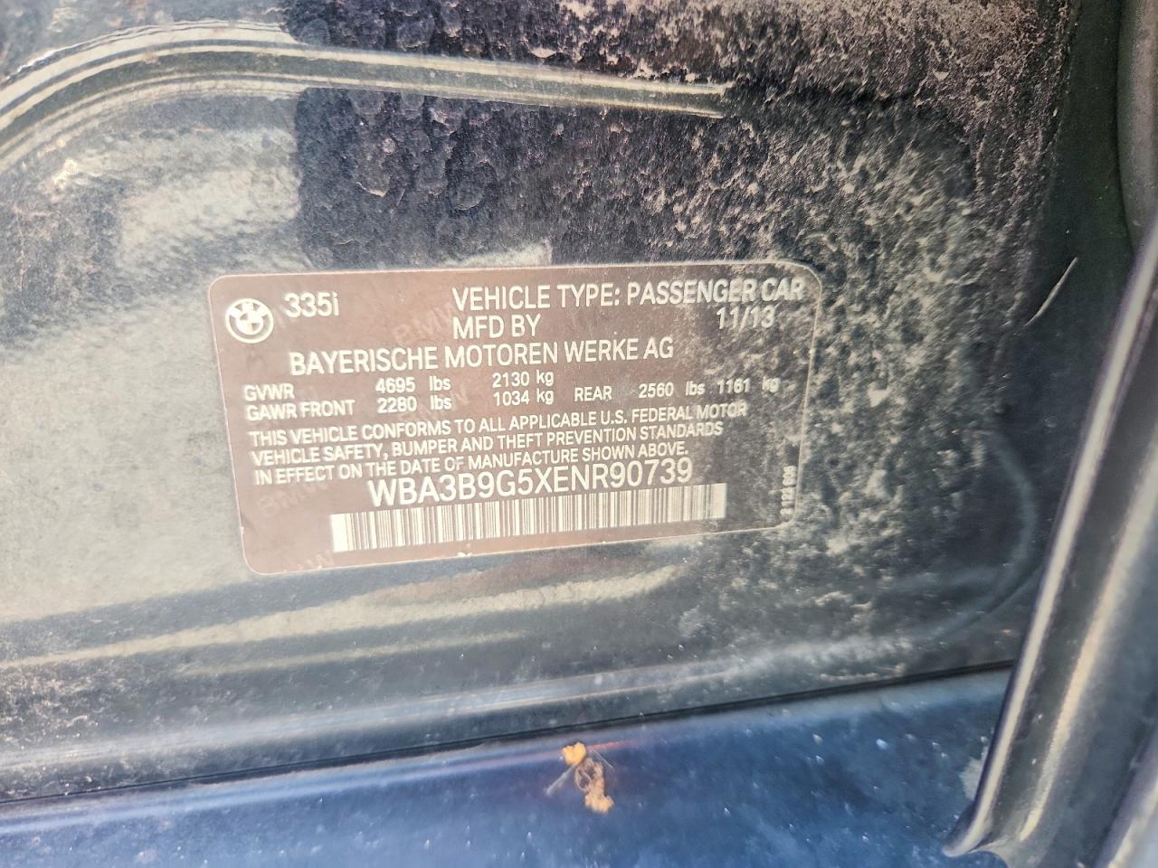 2014 Bmw 335 Xi Black vin: WBA3B9G5XENR90739