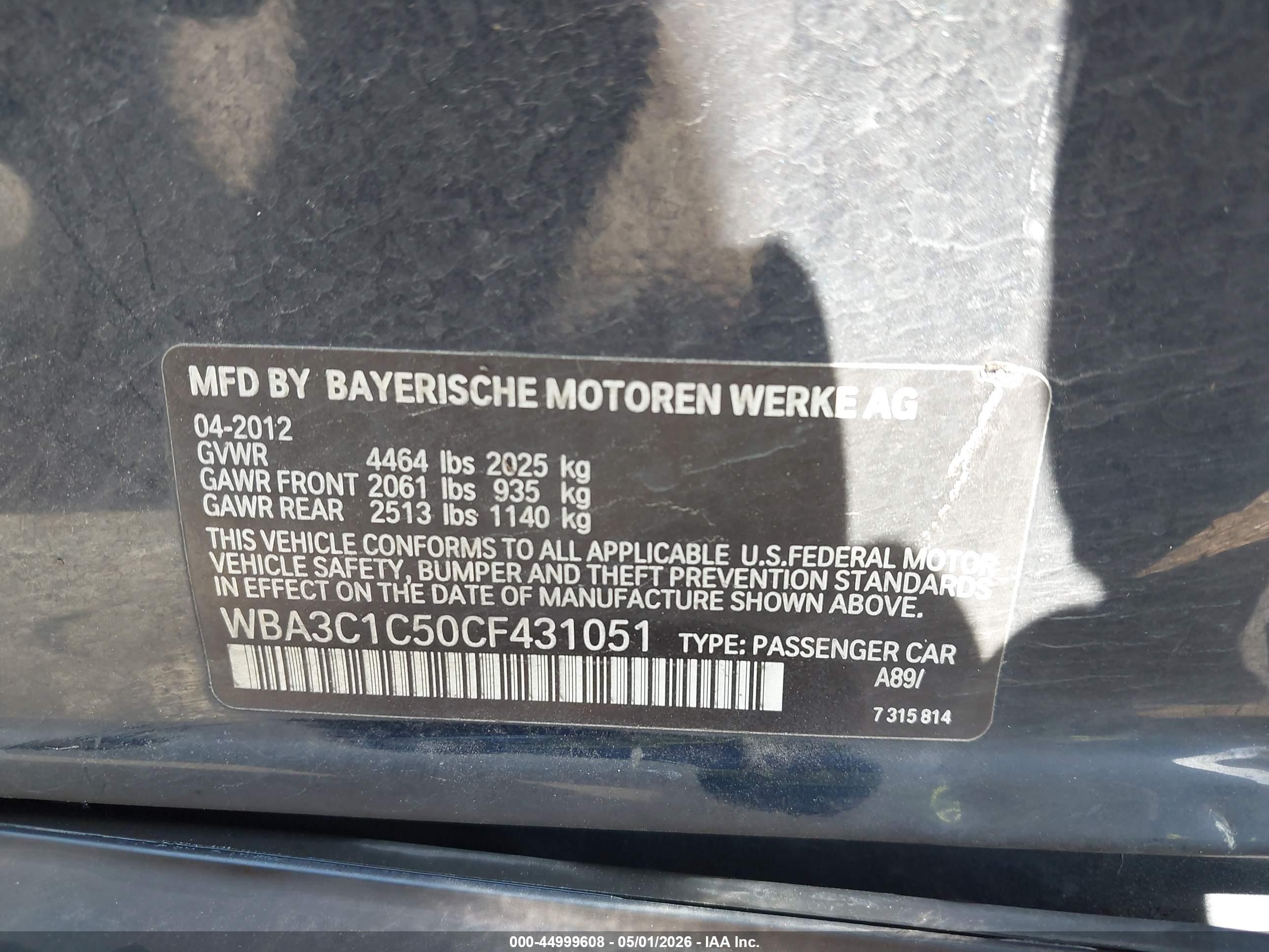 2012 Bmw 328i   Blue vin: WBA3C1C50CF431051