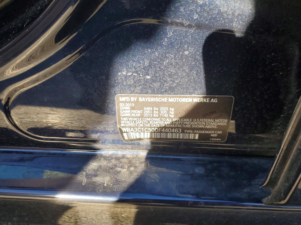 2013 Bmw 328 I Sulev Blue vin: WBA3C1C50DF440463