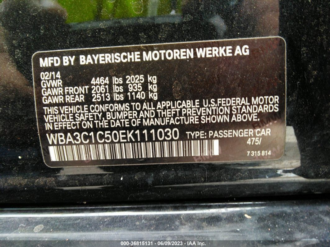 2014 Bmw 3 Series 328i Черный vin: WBA3C1C50EK111030