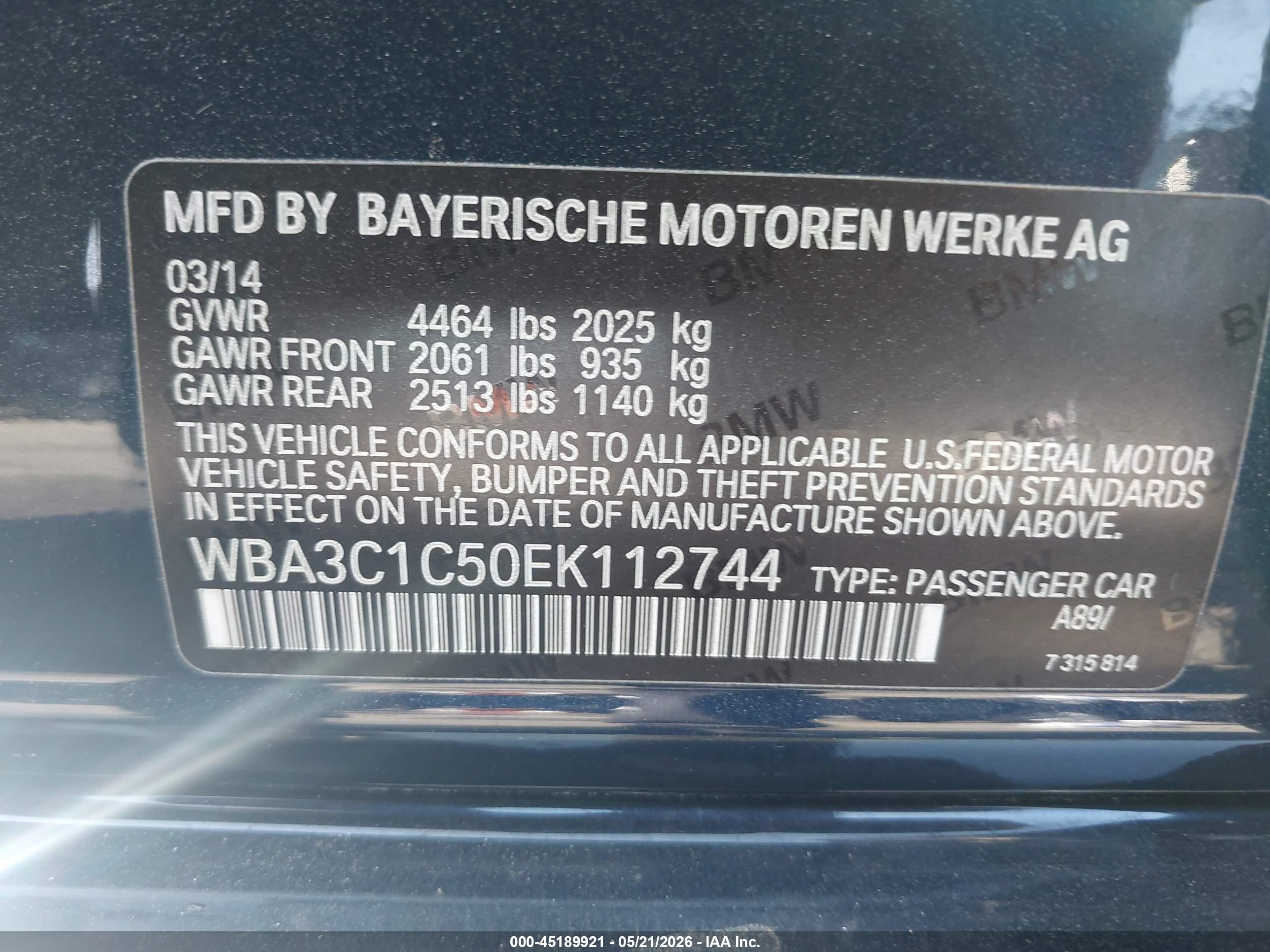 2014 Bmw 328i Blue vin: WBA3C1C50EK112744