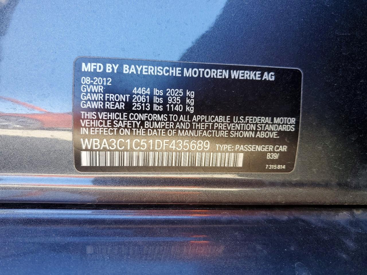 2013 Bmw 328 I Sulev Silver vin: WBA3C1C51DF435689