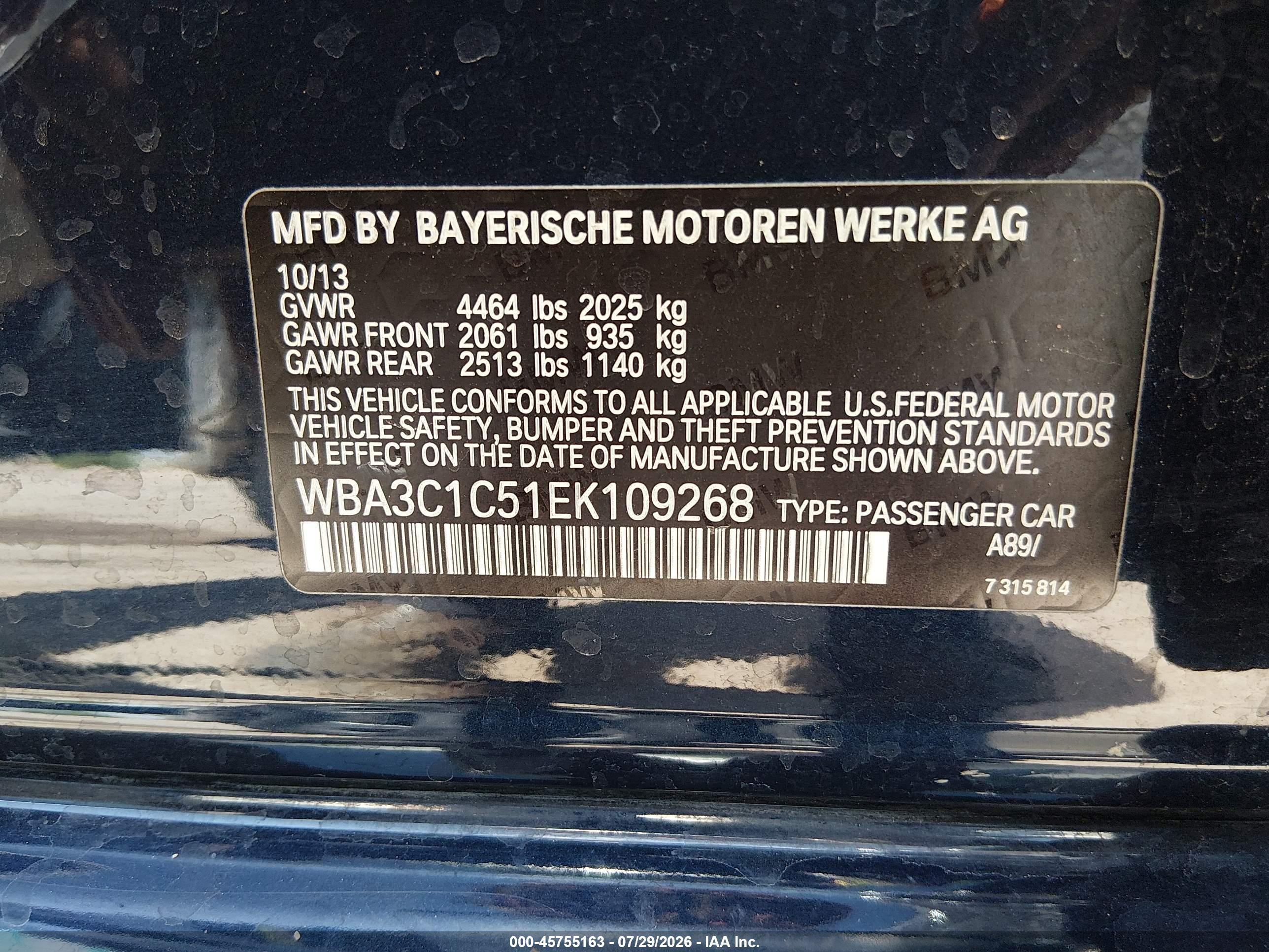2014 Bmw 328i   Blue vin: WBA3C1C51EK109268