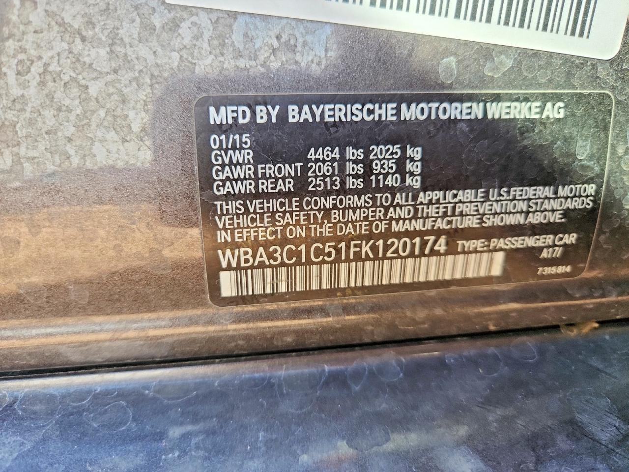 2015 Bmw 328 I Sulev Brown vin: WBA3C1C51FK120174