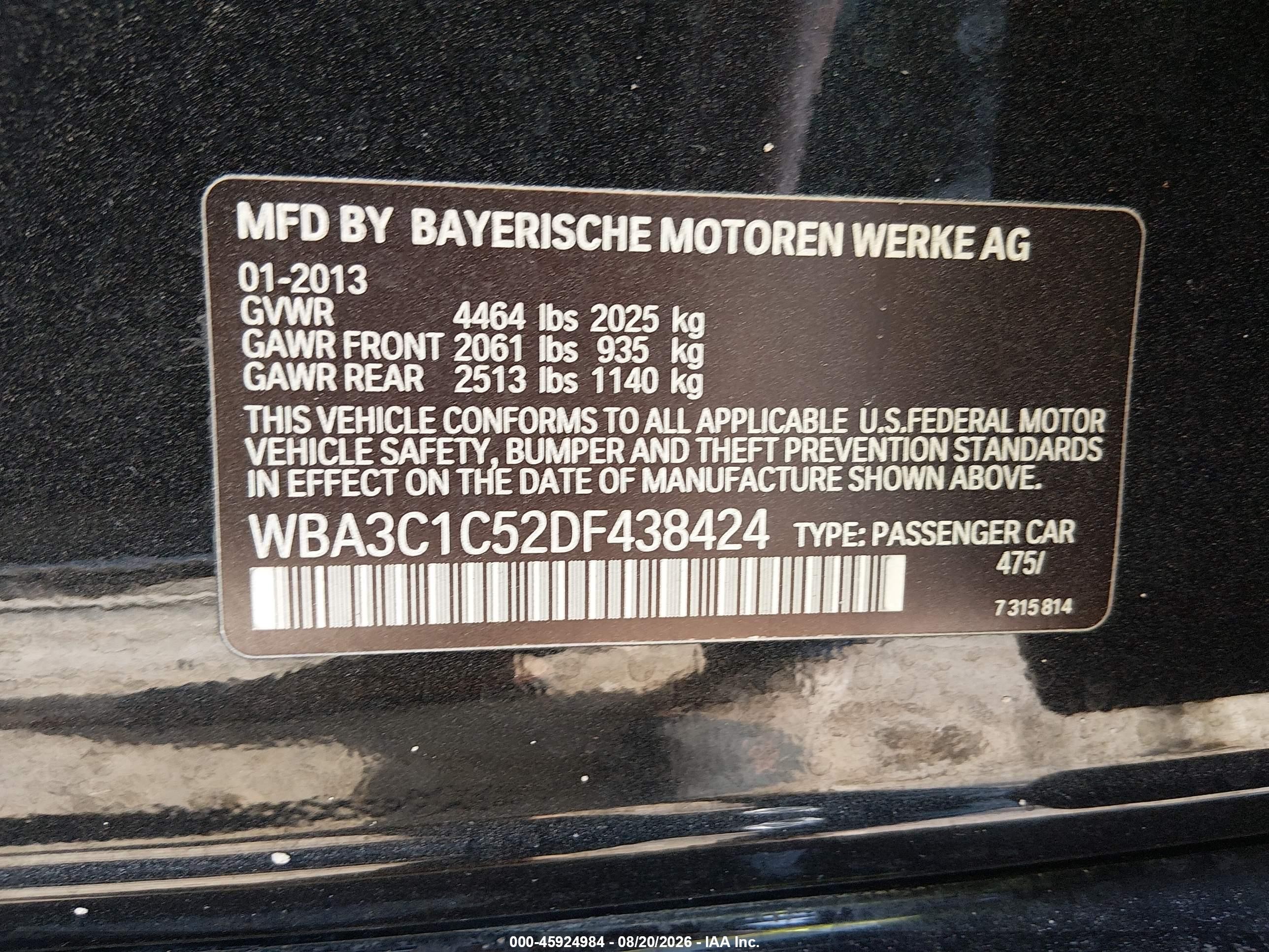2013 Bmw 328i   Black vin: WBA3C1C52DF438424