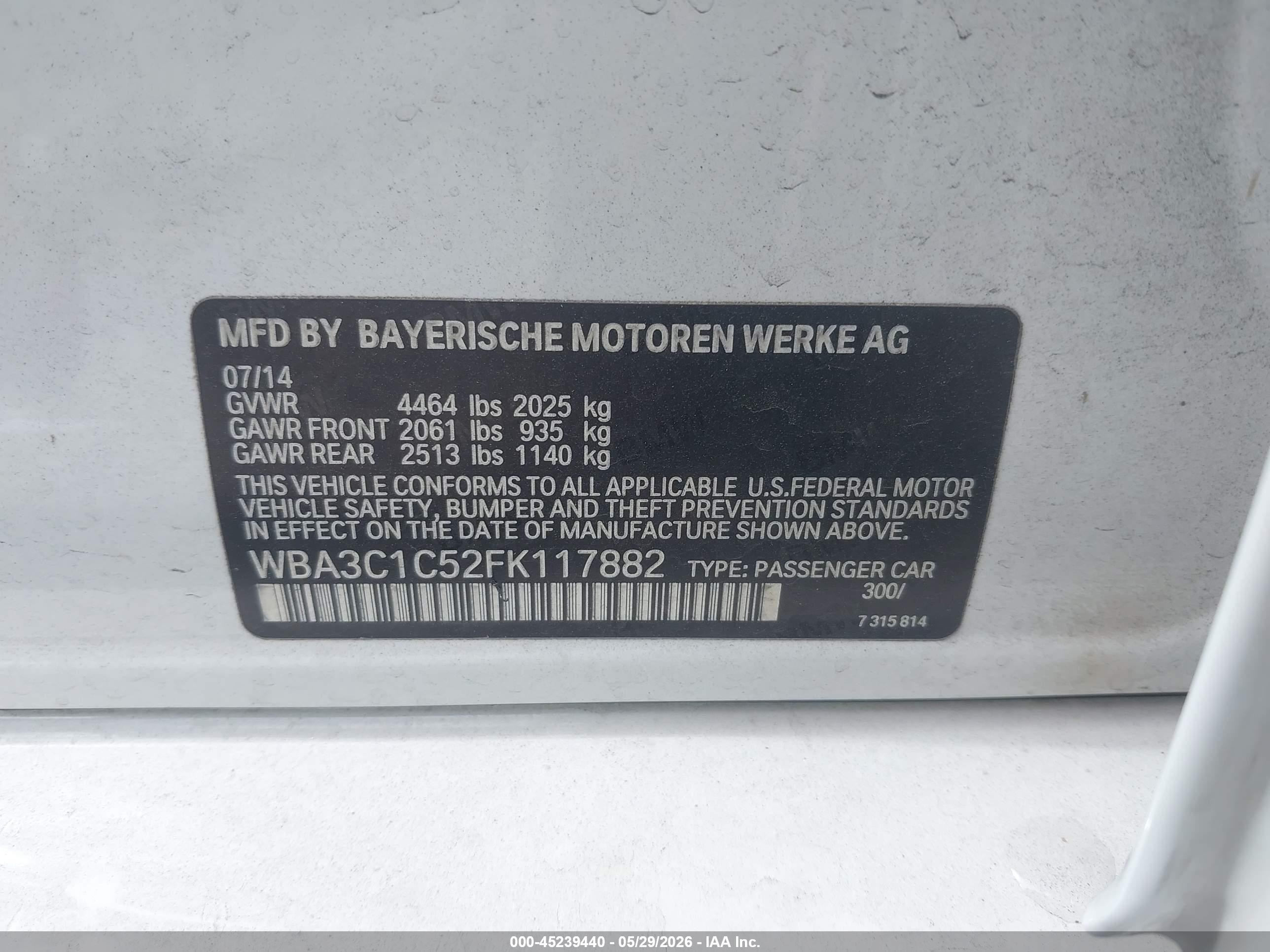 2015 Bmw 328i   White vin: WBA3C1C52FK117882
