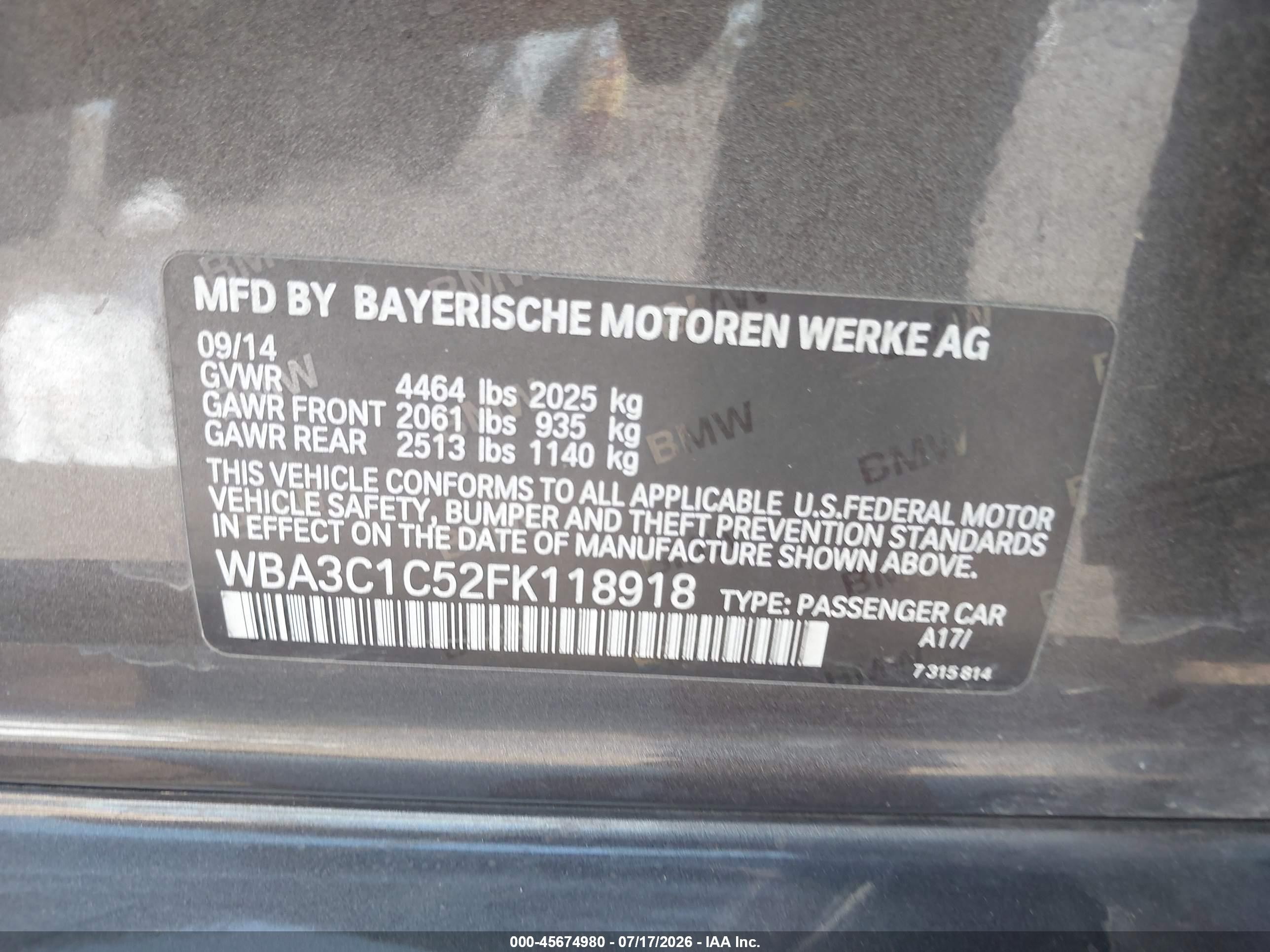 2015 Bmw 328i   Brown vin: WBA3C1C52FK118918
