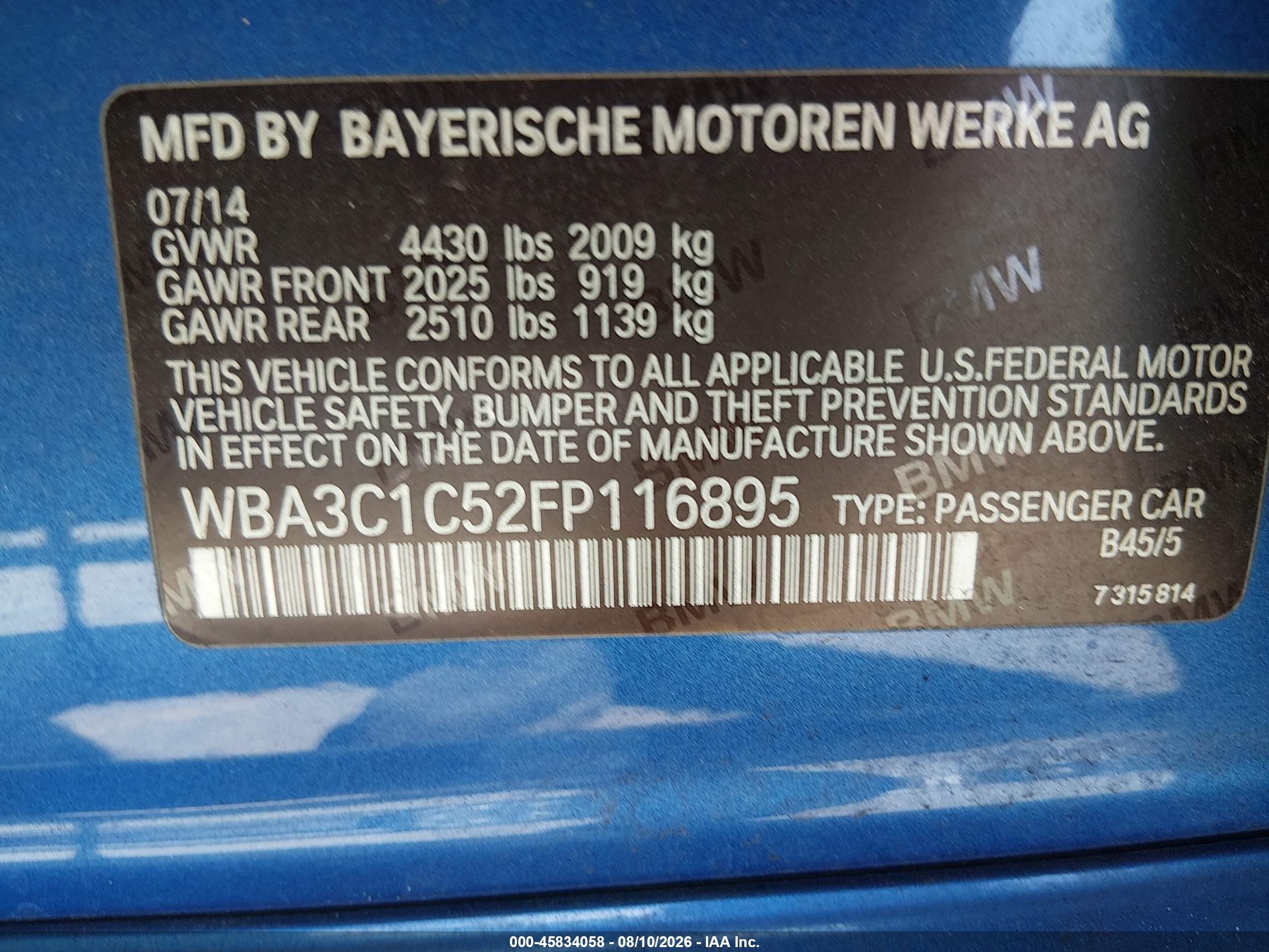2015 Bmw 328i   Синий vin: WBA3C1C52FP116895