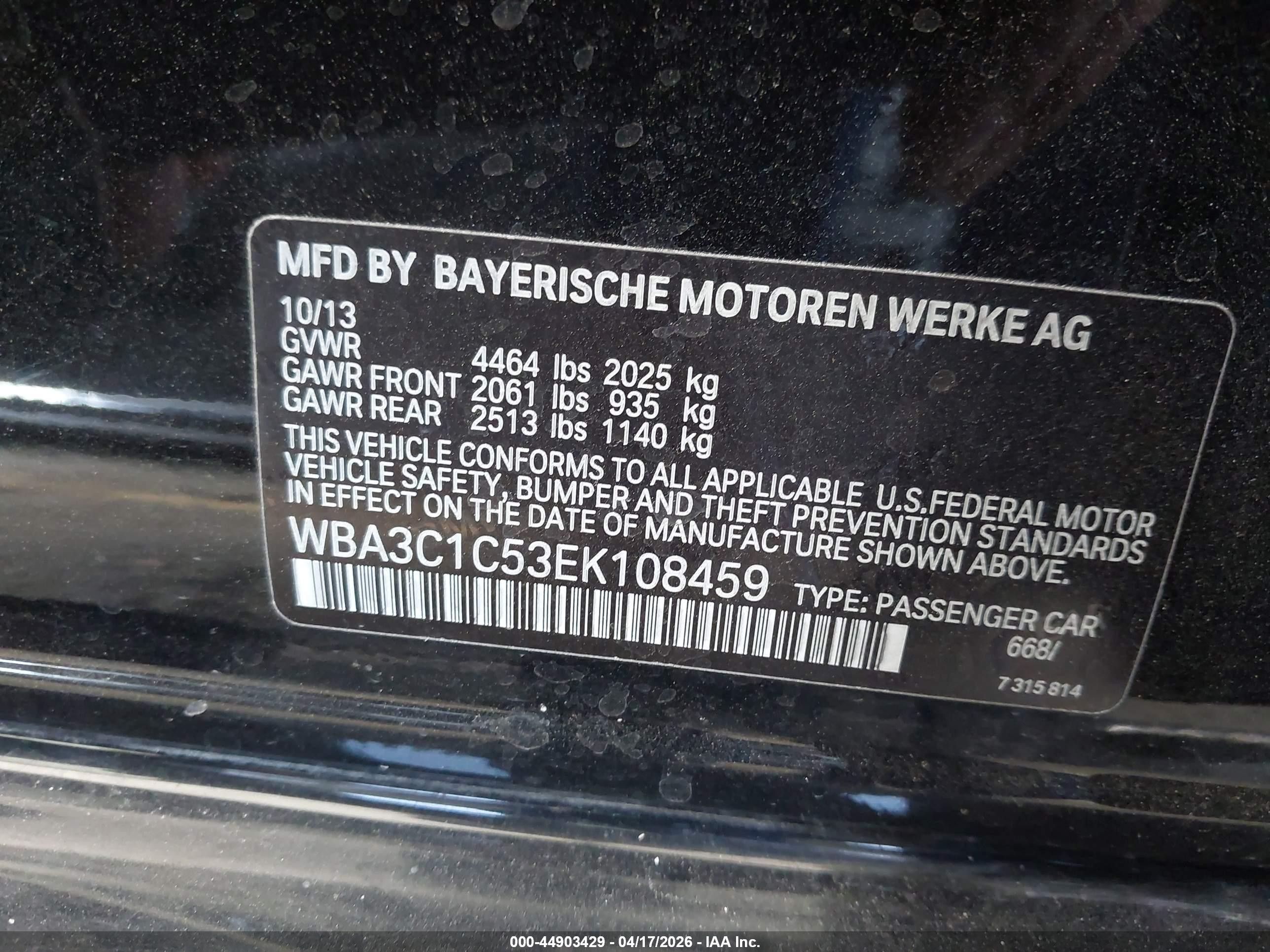 2014 Bmw 328i   Black vin: WBA3C1C53EK108459