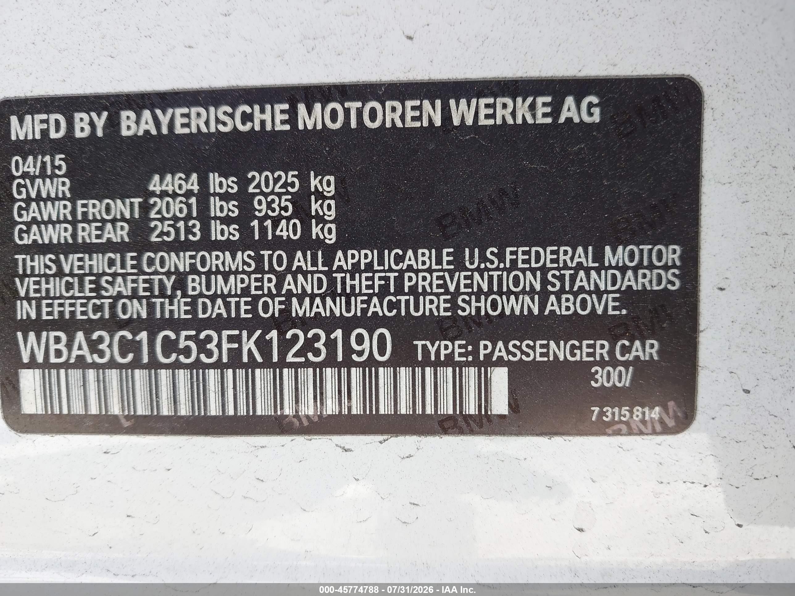 2015 Bmw 328i White vin: WBA3C1C53FK123190