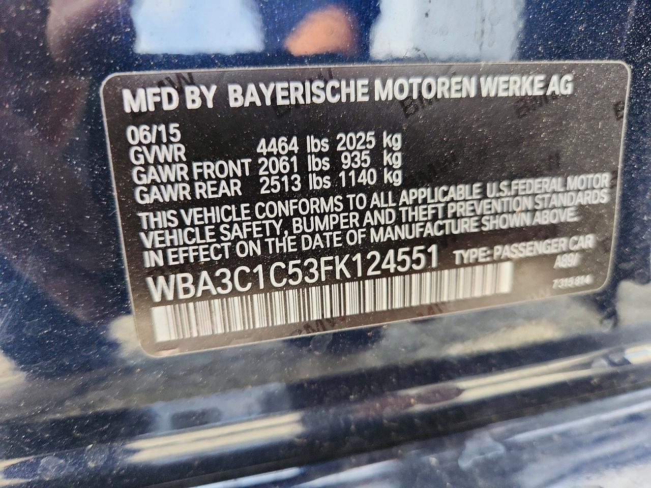 2015 Bmw 328 I Sulev Синий vin: WBA3C1C53FK124551