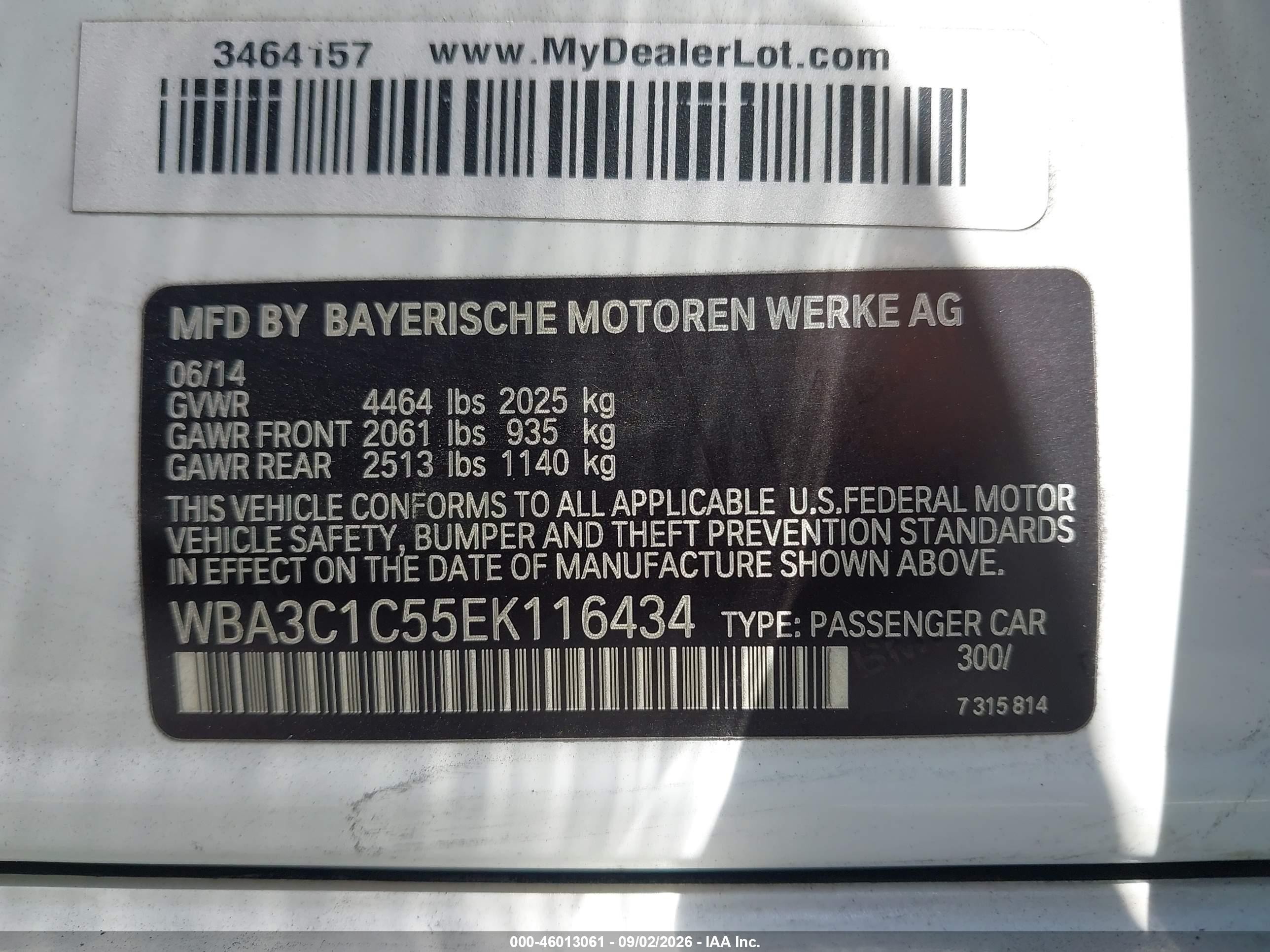 2014 Bmw 328i   White vin: WBA3C1C55EK116434