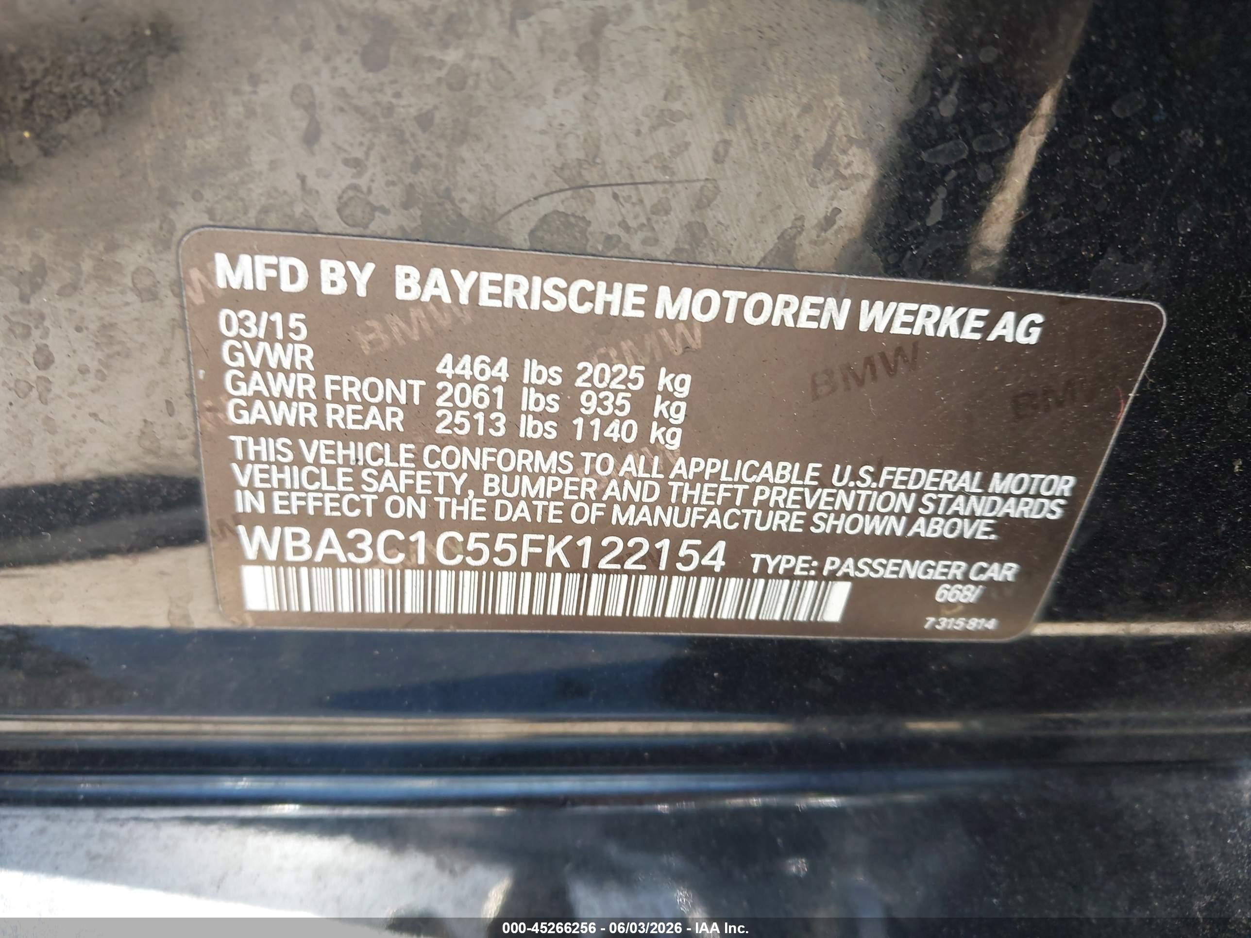2015 Bmw 328i Black vin: WBA3C1C55FK122154