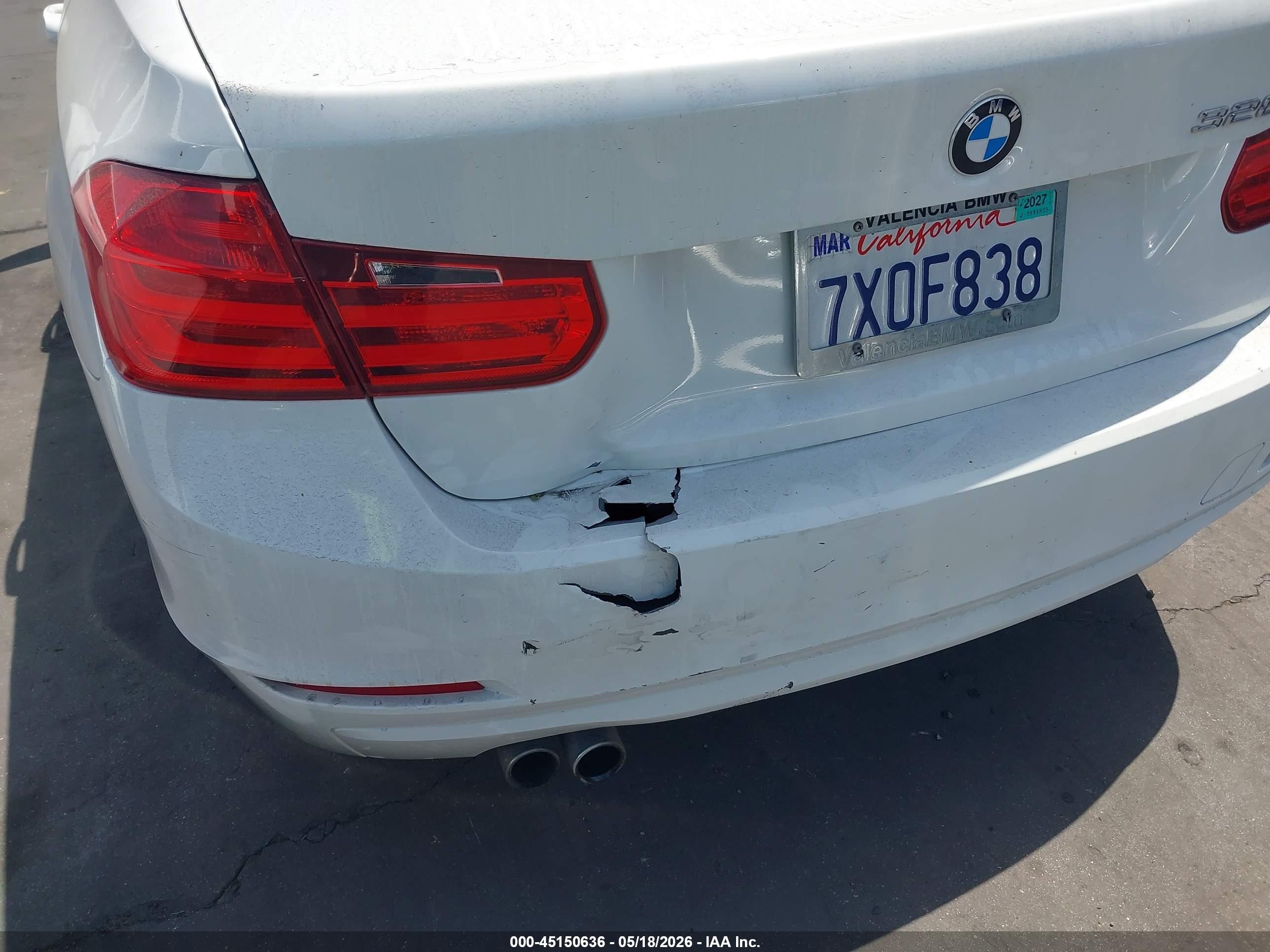 2015 Bmw 328i   White vin: WBA3C1C55FP851595