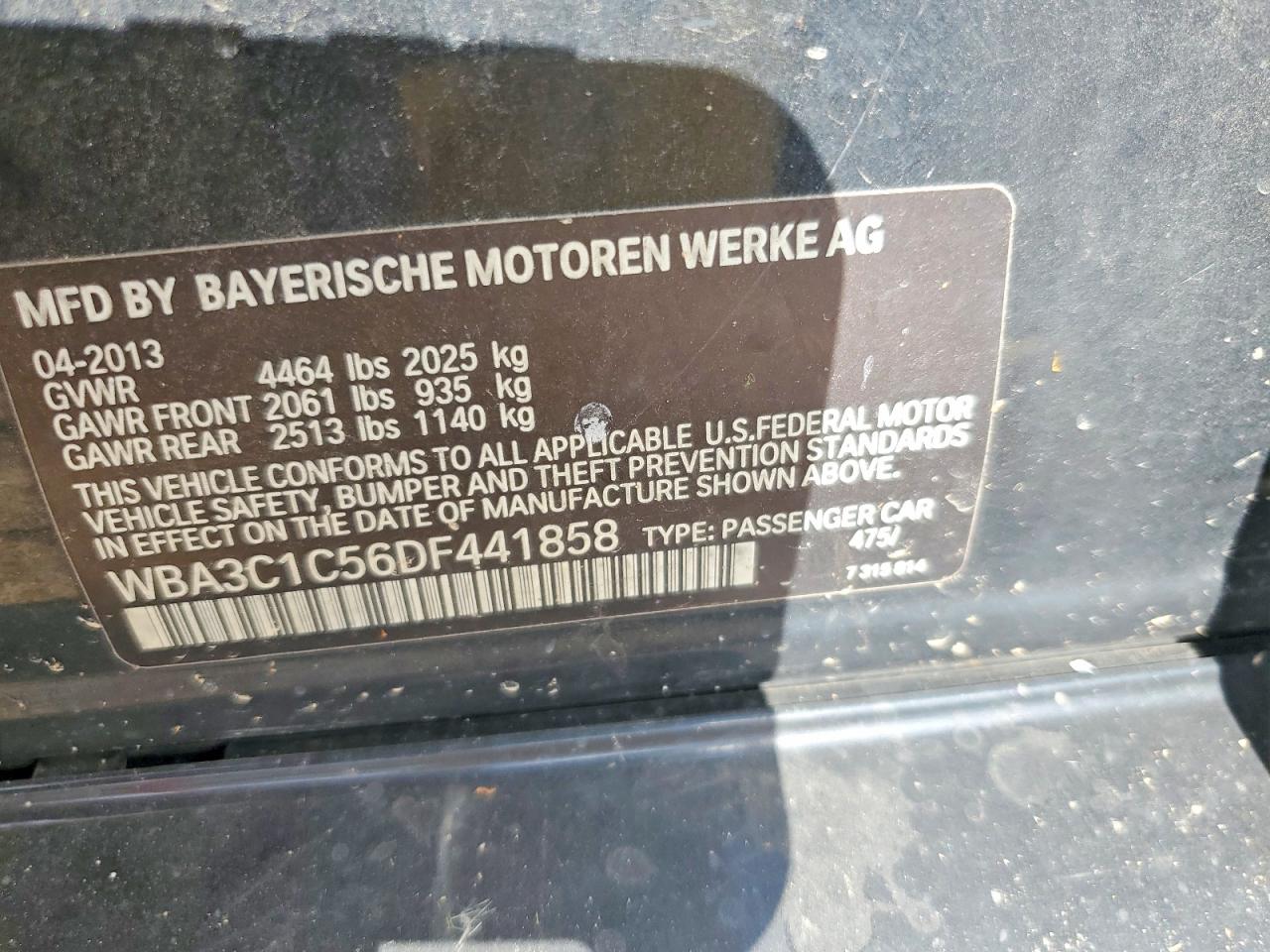 2013 Bmw 328 I Sulev Black vin: WBA3C1C56DF441858