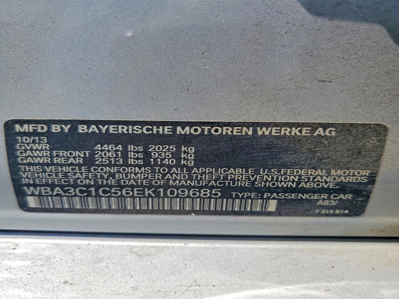 2014 Bmw 328 I Sulev Gray vin: WBA3C1C56EK109685
