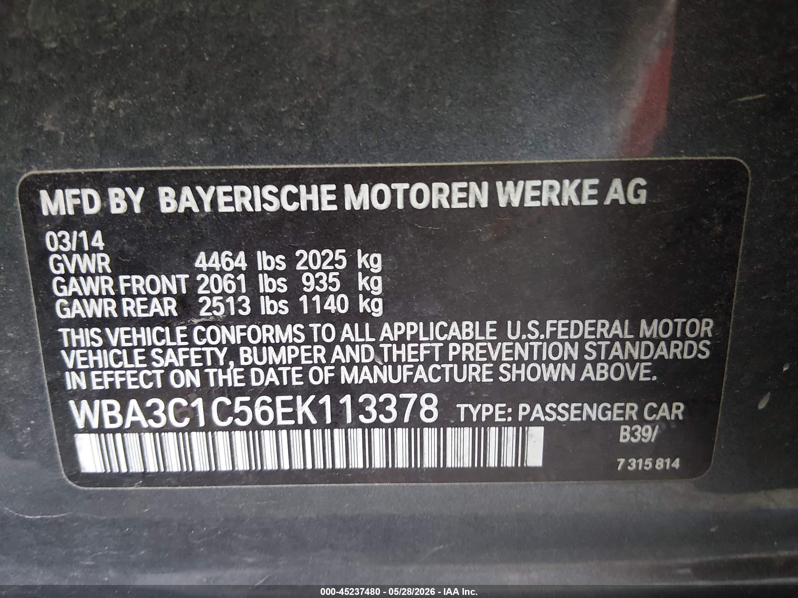 2014 Bmw 328i   Gray vin: WBA3C1C56EK113378