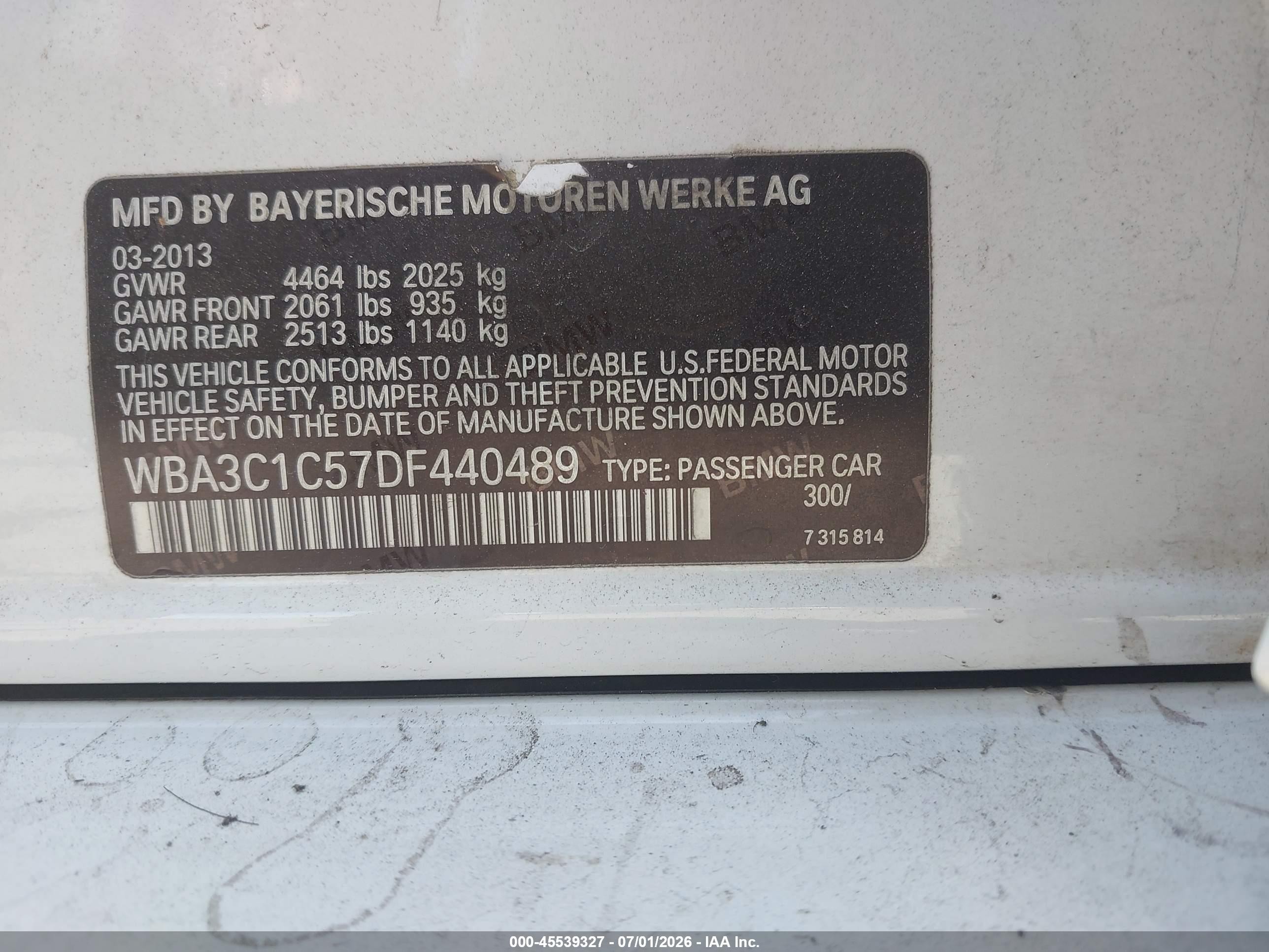 2013 Bmw 328i   Белый vin: WBA3C1C57DF440489