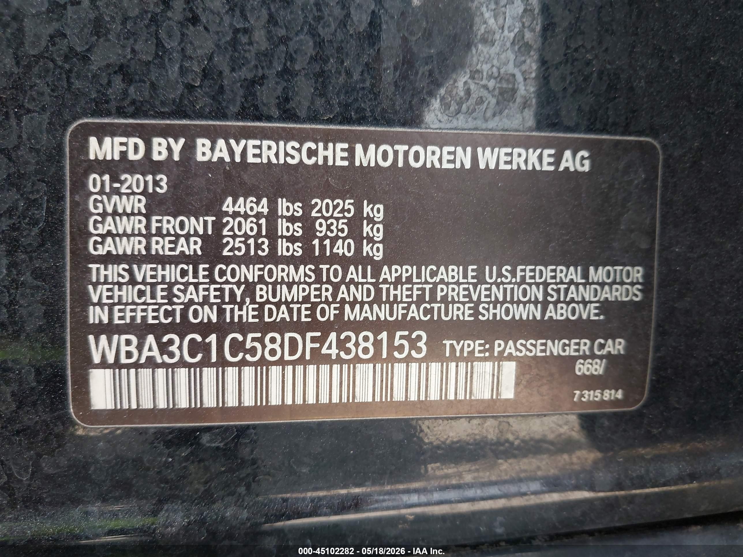 2013 Bmw 328i   Черный vin: WBA3C1C58DF438153