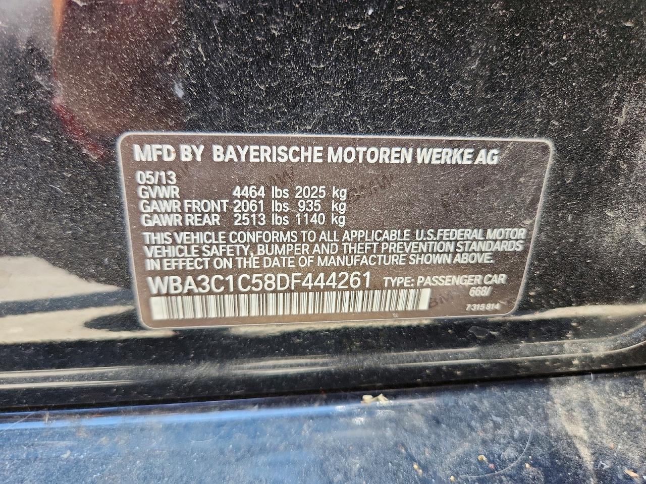 2013 Bmw 328 I Sulev Black vin: WBA3C1C58DF444261