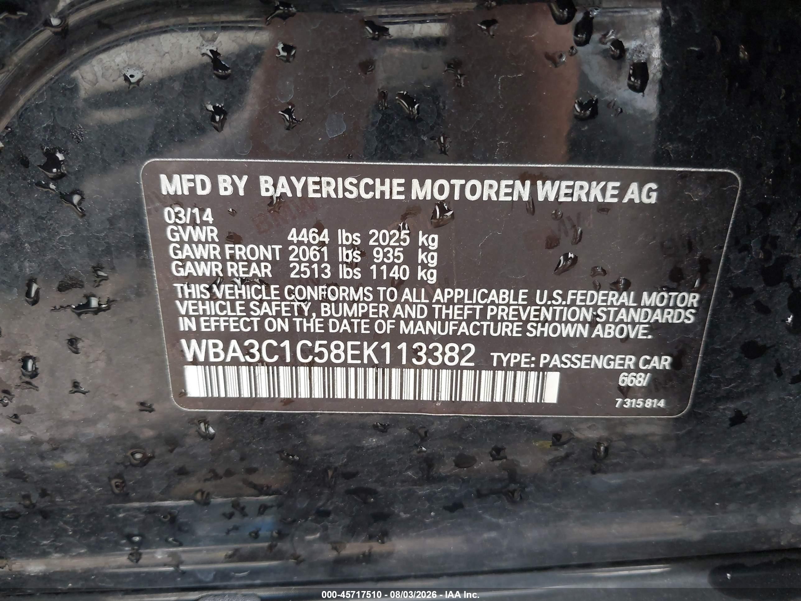 2014 Bmw 328i   Черный vin: WBA3C1C58EK113382