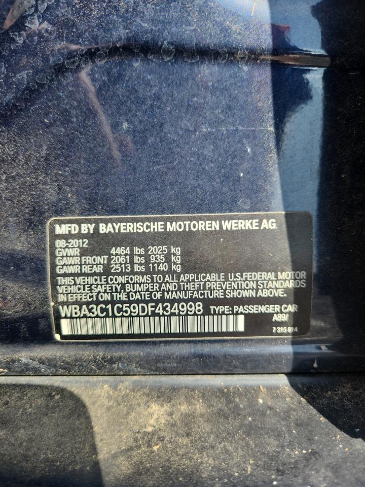 2013 Bmw 328 I Sulev Blue vin: WBA3C1C59DF434998