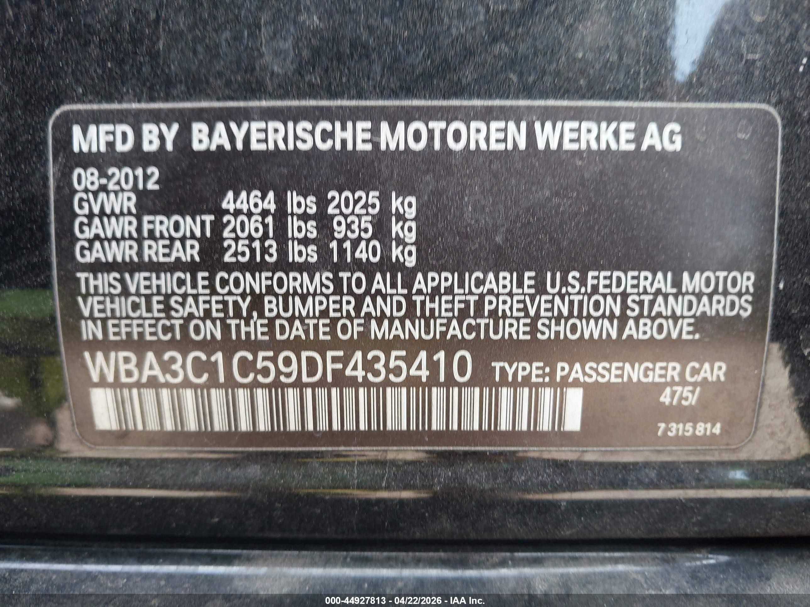 2013 Bmw 328i   Black vin: WBA3C1C59DF435410