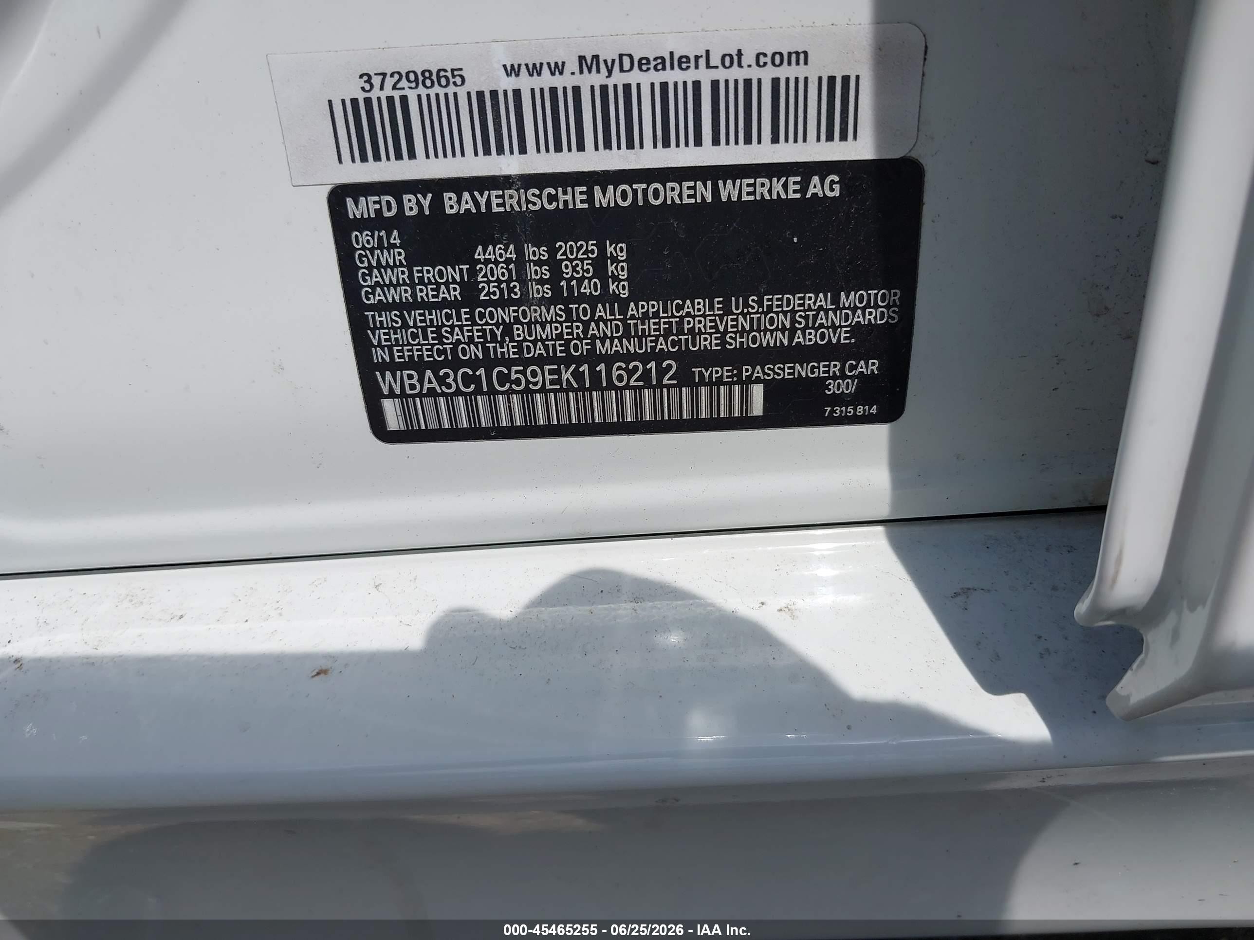 2014 Bmw 328i   White vin: WBA3C1C59EK116212