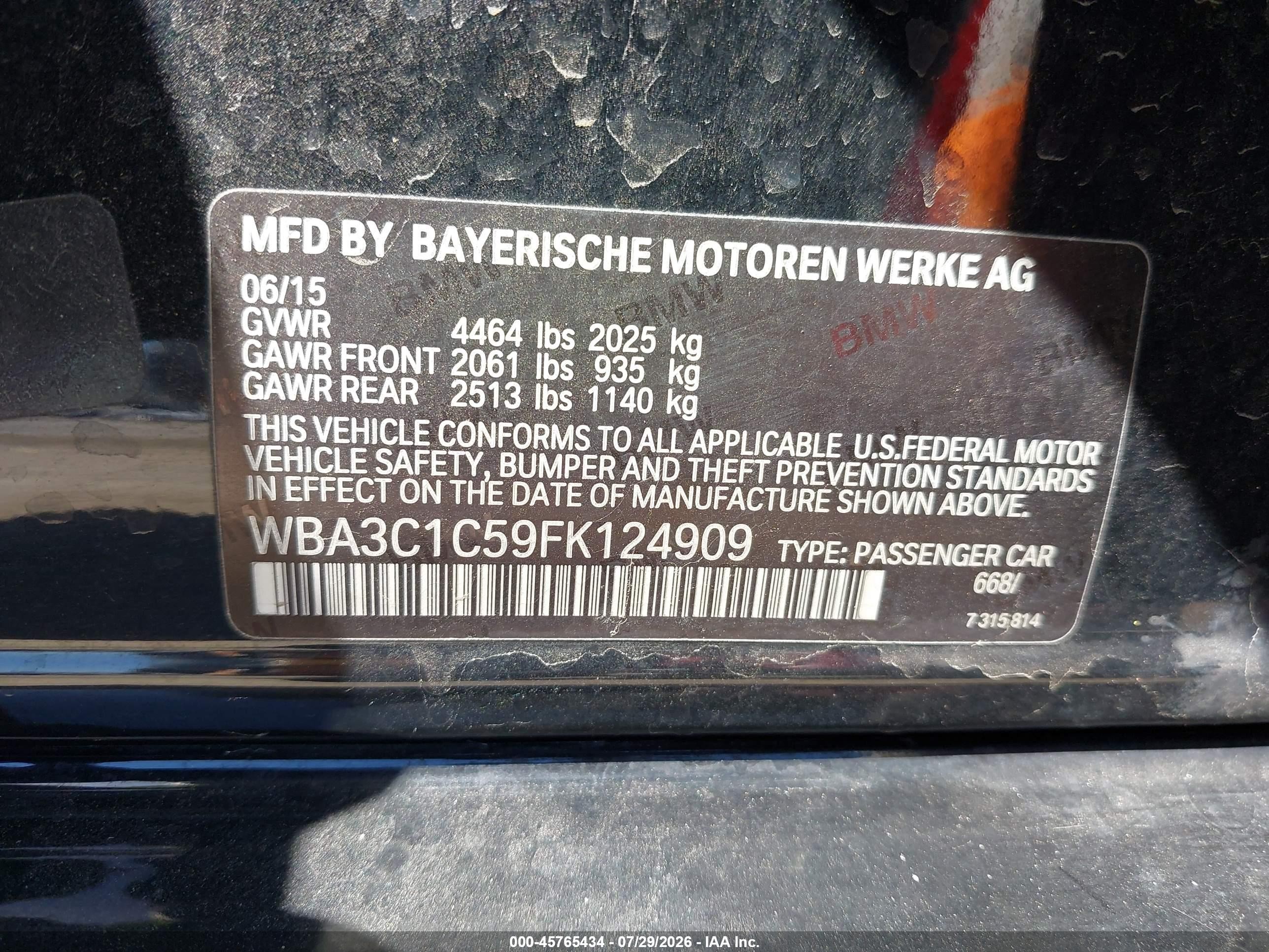 2015 Bmw 328i   Black vin: WBA3C1C59FK124909