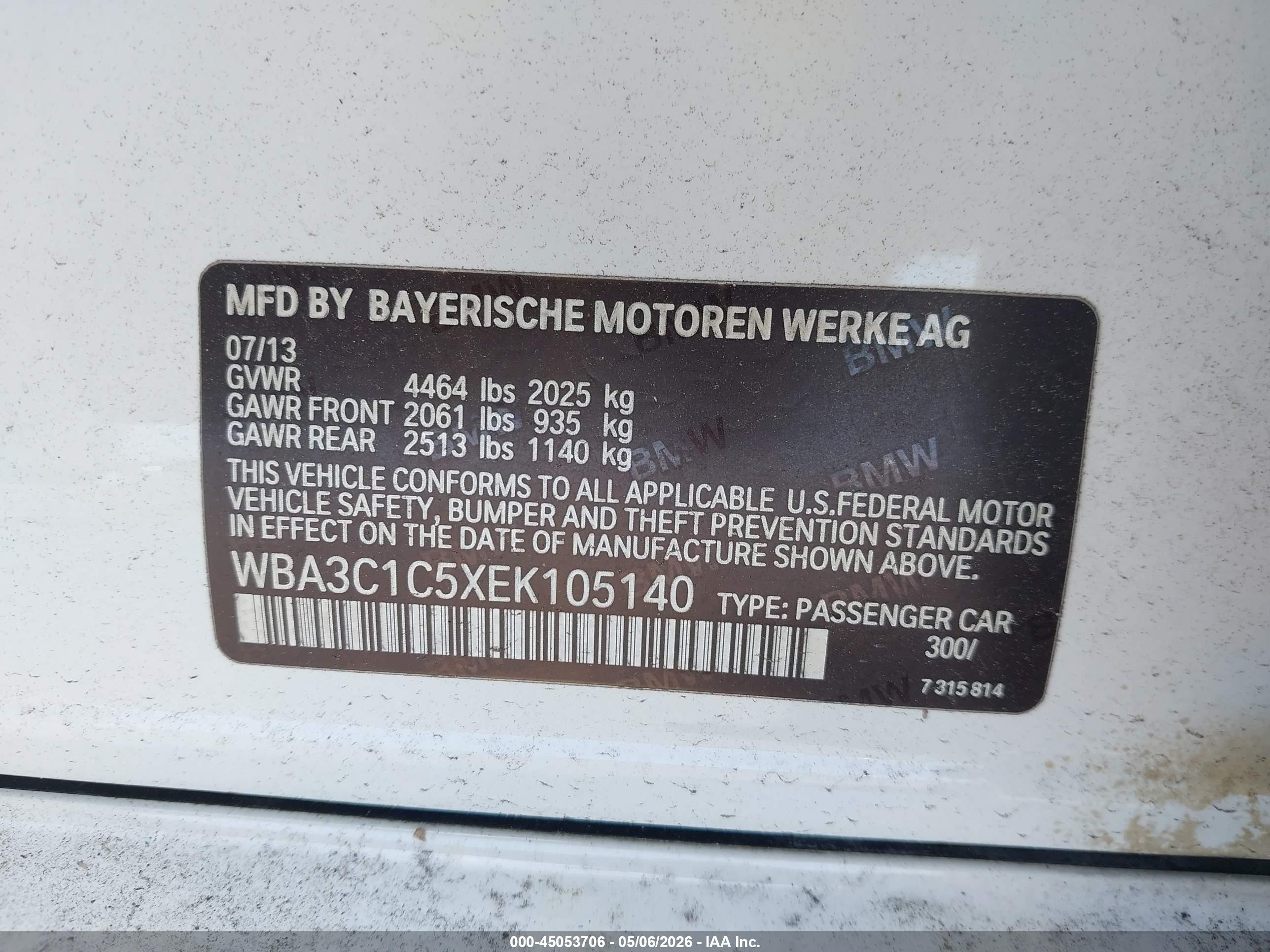 2014 Bmw 328i   White vin: WBA3C1C5XEK105140