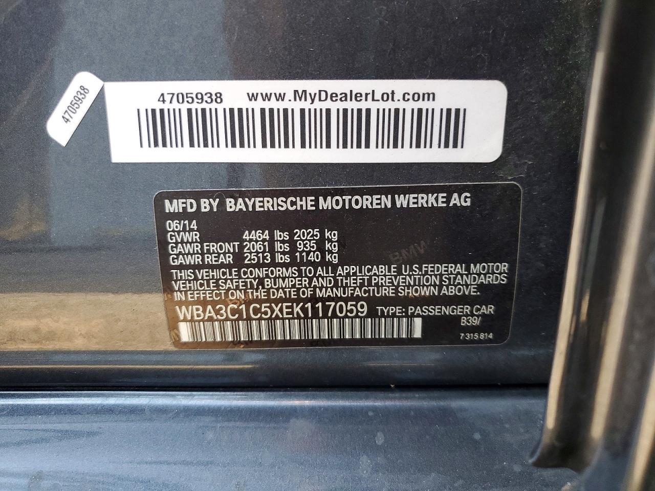 2014 Bmw 328 I Sulev Gray vin: WBA3C1C5XEK117059