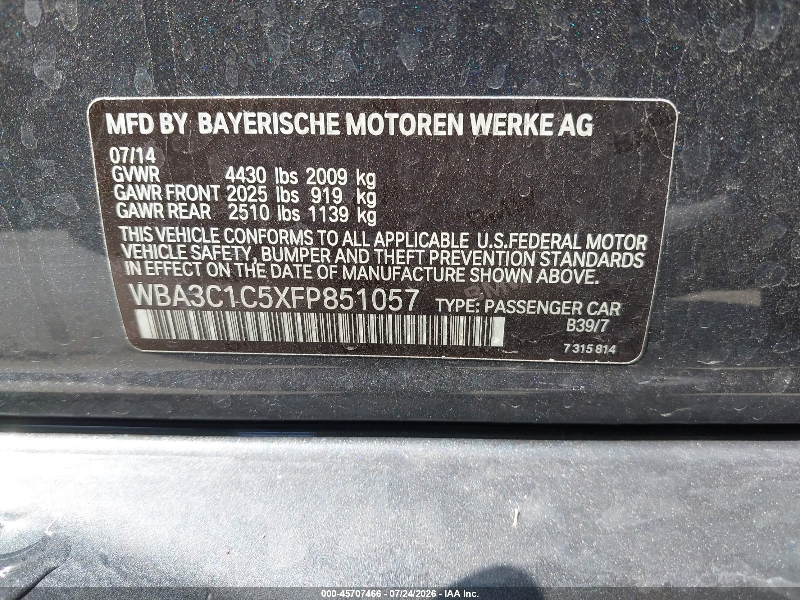 2015 Bmw 328i   Gray vin: WBA3C1C5XFP851057