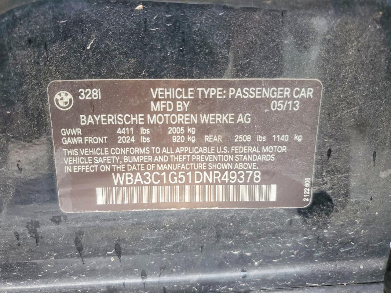 2013 Bmw 328 I Sulev Черный vin: WBA3C1G51DNR49378