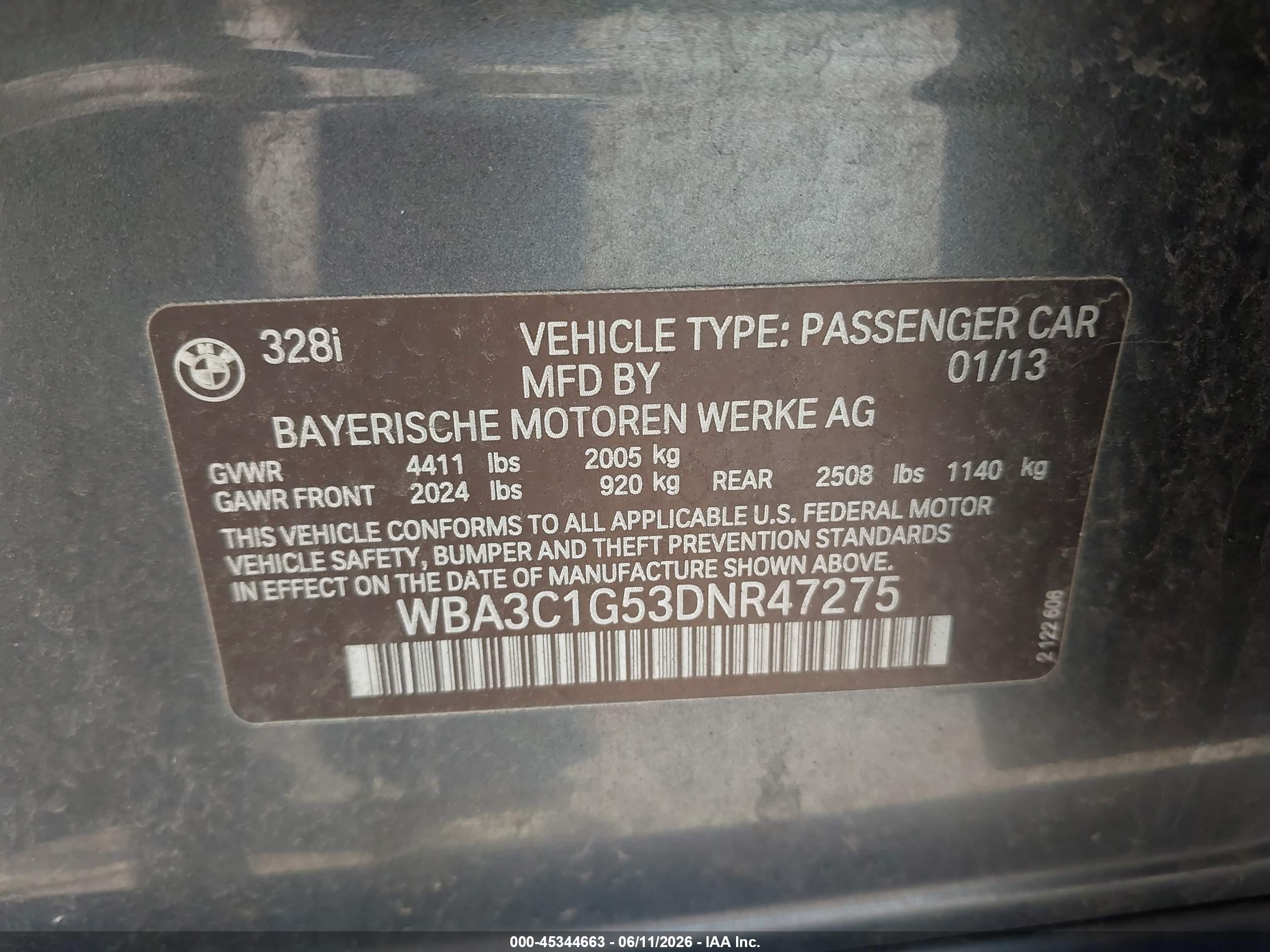 2013 Bmw 328i   Gray vin: WBA3C1G53DNR47275