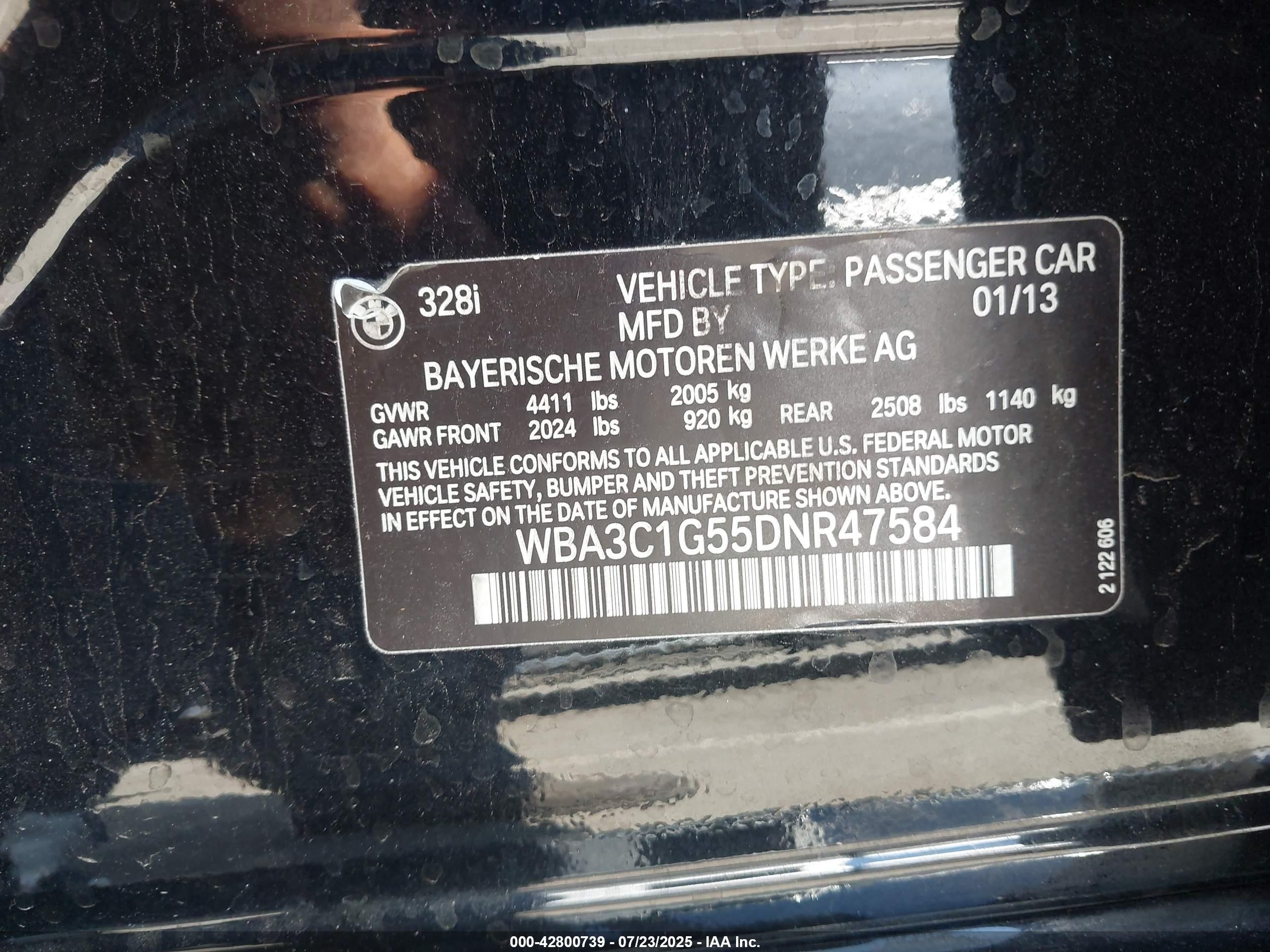 2013 Bmw 328i   Черный vin: WBA3C1G55DNR47584