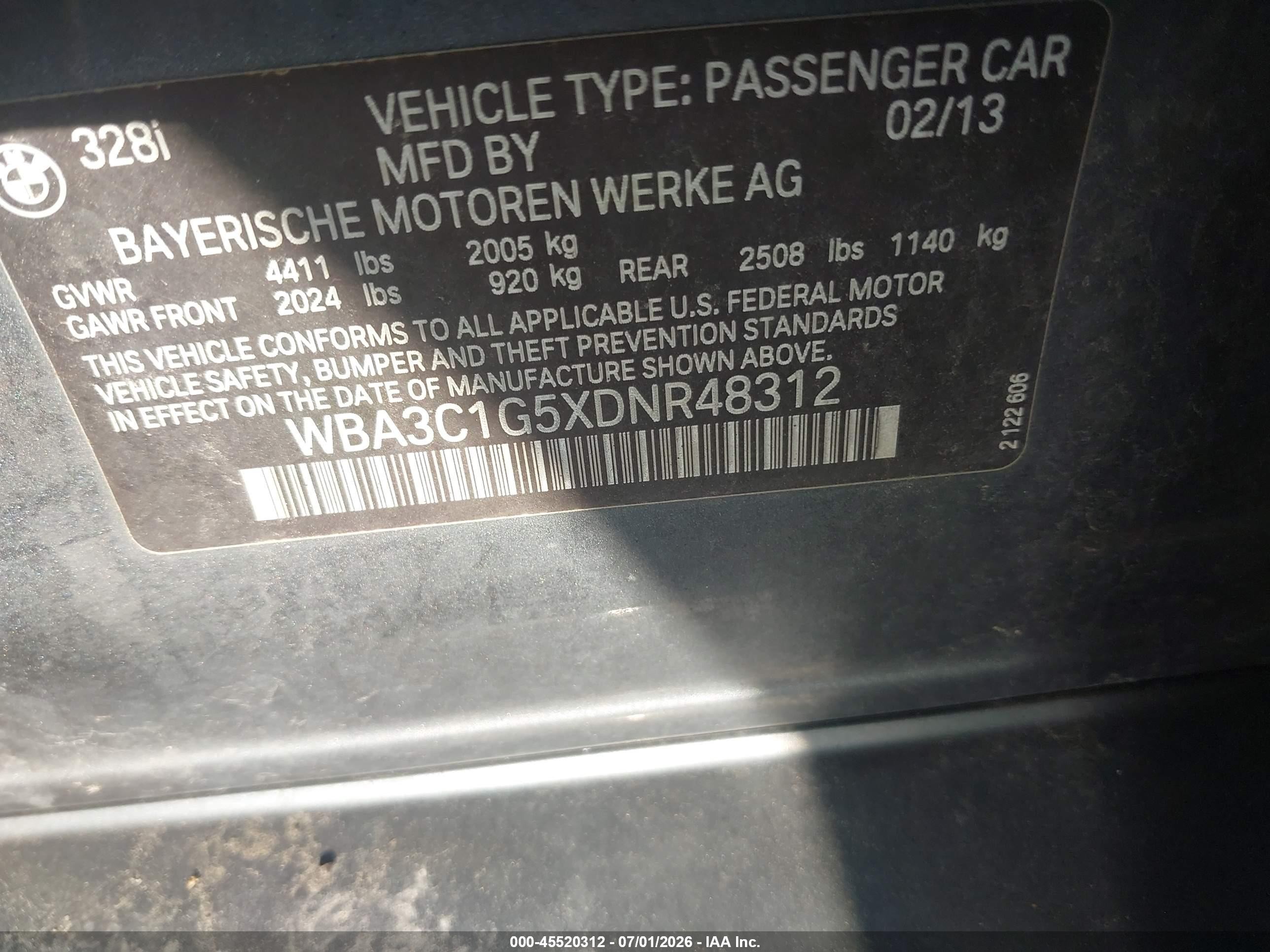 2013 Bmw 328i Gray vin: WBA3C1G5XDNR48312