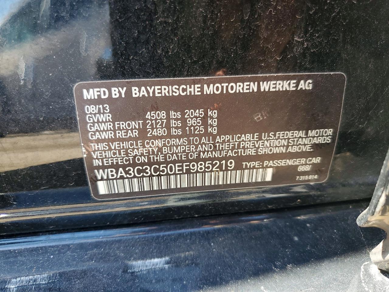 2014 Bmw 320 I Xdrive Black vin: WBA3C3C50EF985219