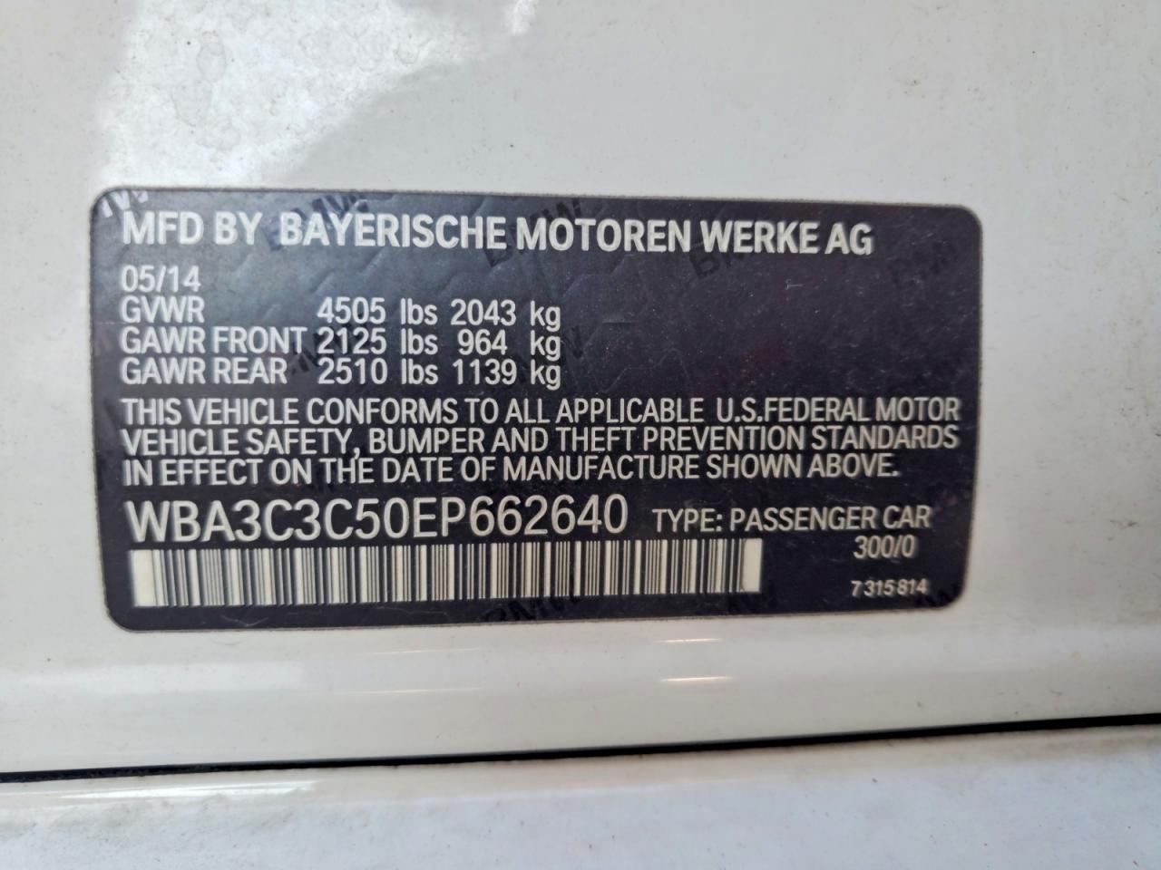 2014 Bmw 320 I Xdrive White vin: WBA3C3C50EP662640