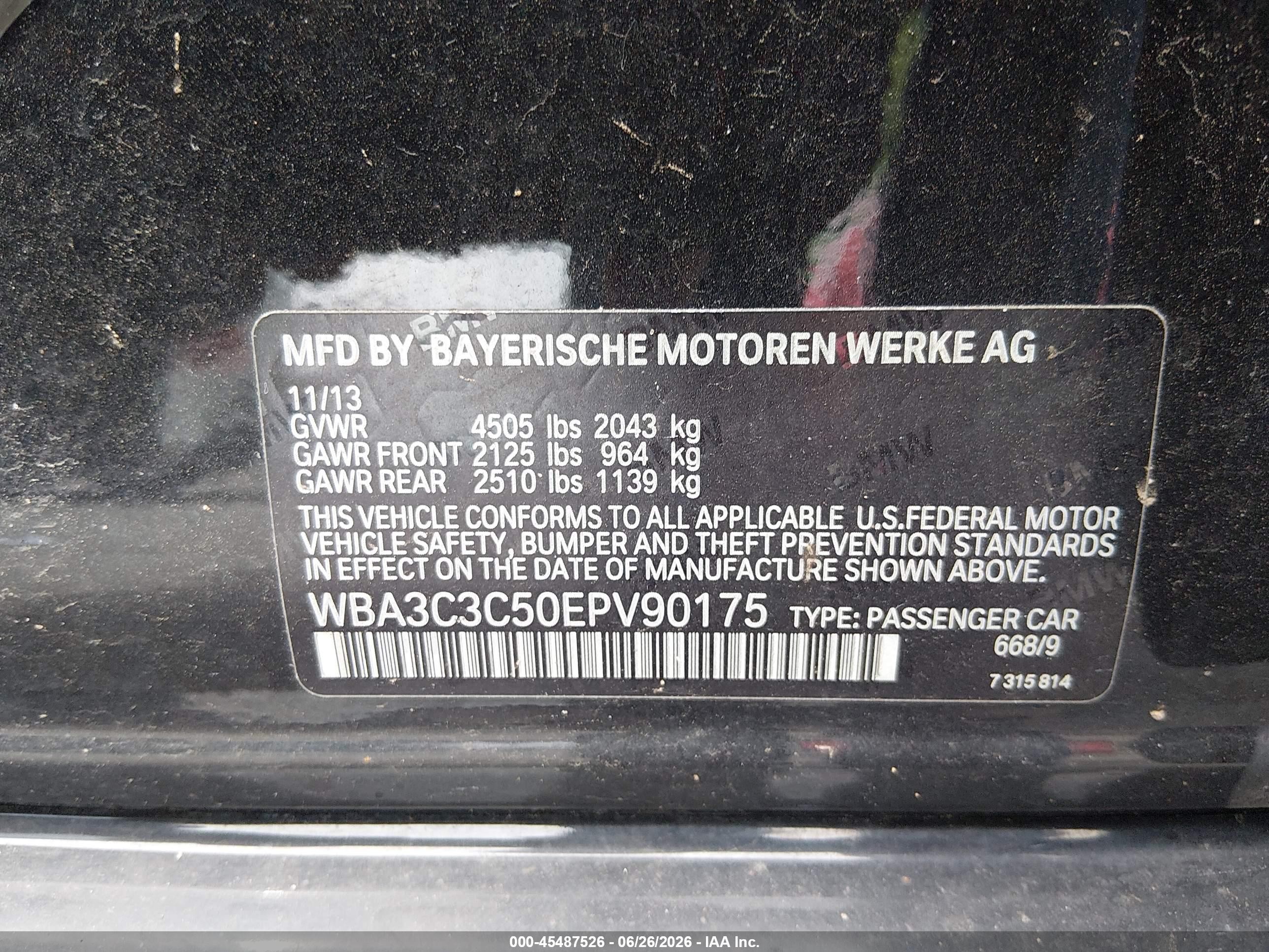 2014 Bmw 320i Xdrive Black vin: WBA3C3C50EPV90175