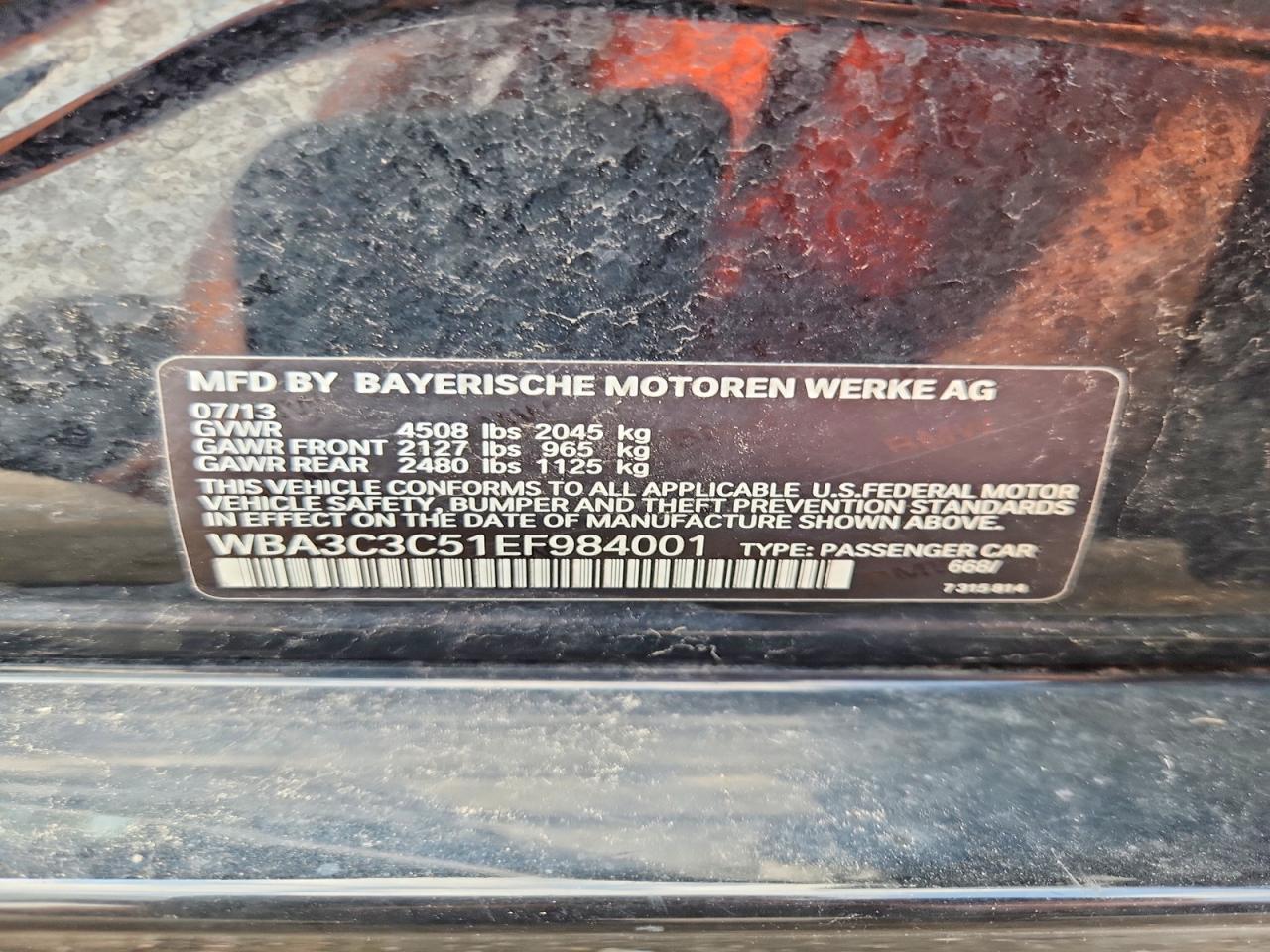 2014 Bmw 320 I Xdrive Black vin: WBA3C3C51EF984001