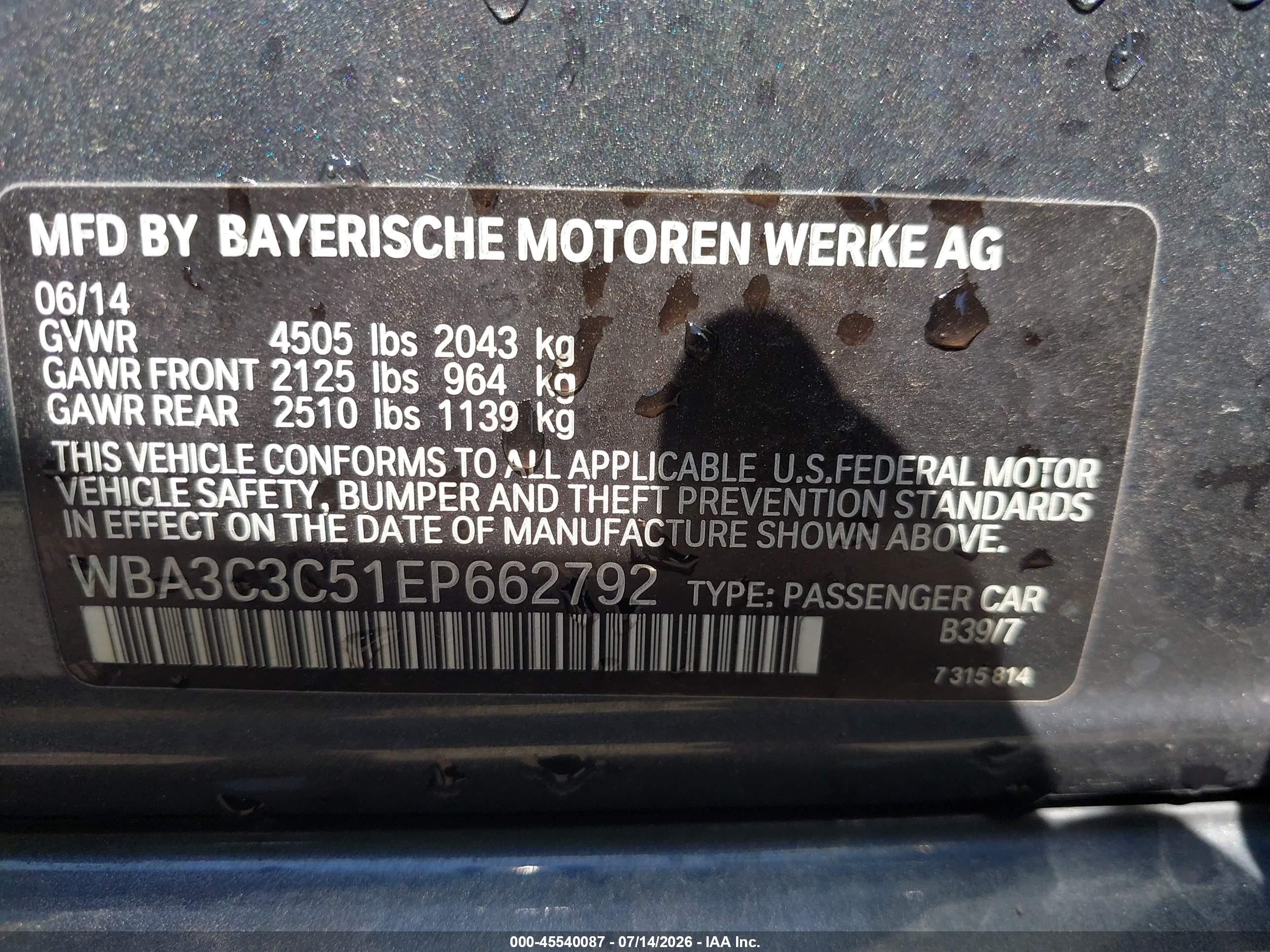 2014 Bmw 320i Xdrive Gray vin: WBA3C3C51EP662792