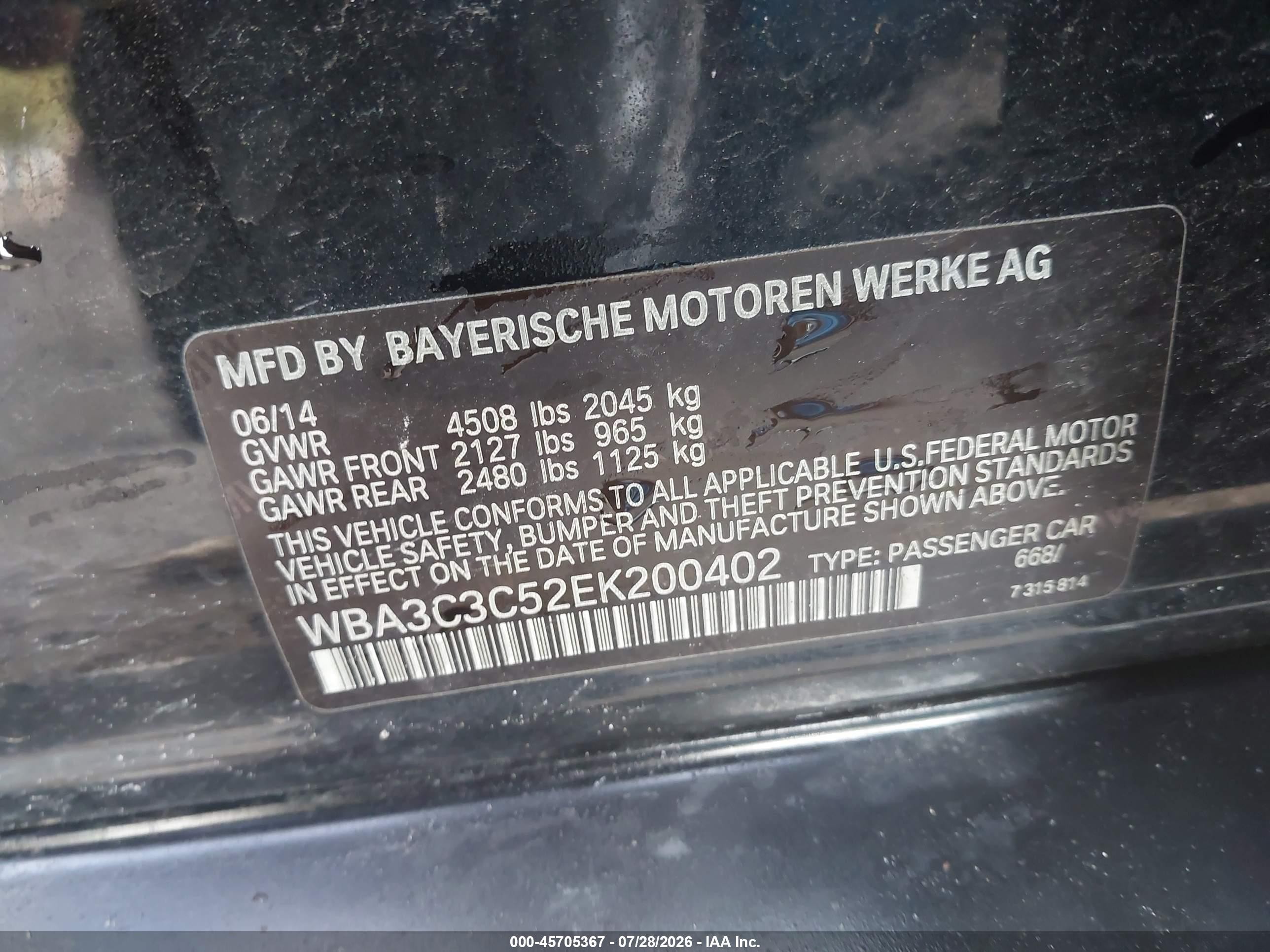 2014 Bmw 320i Xdrive Black vin: WBA3C3C52EK200402
