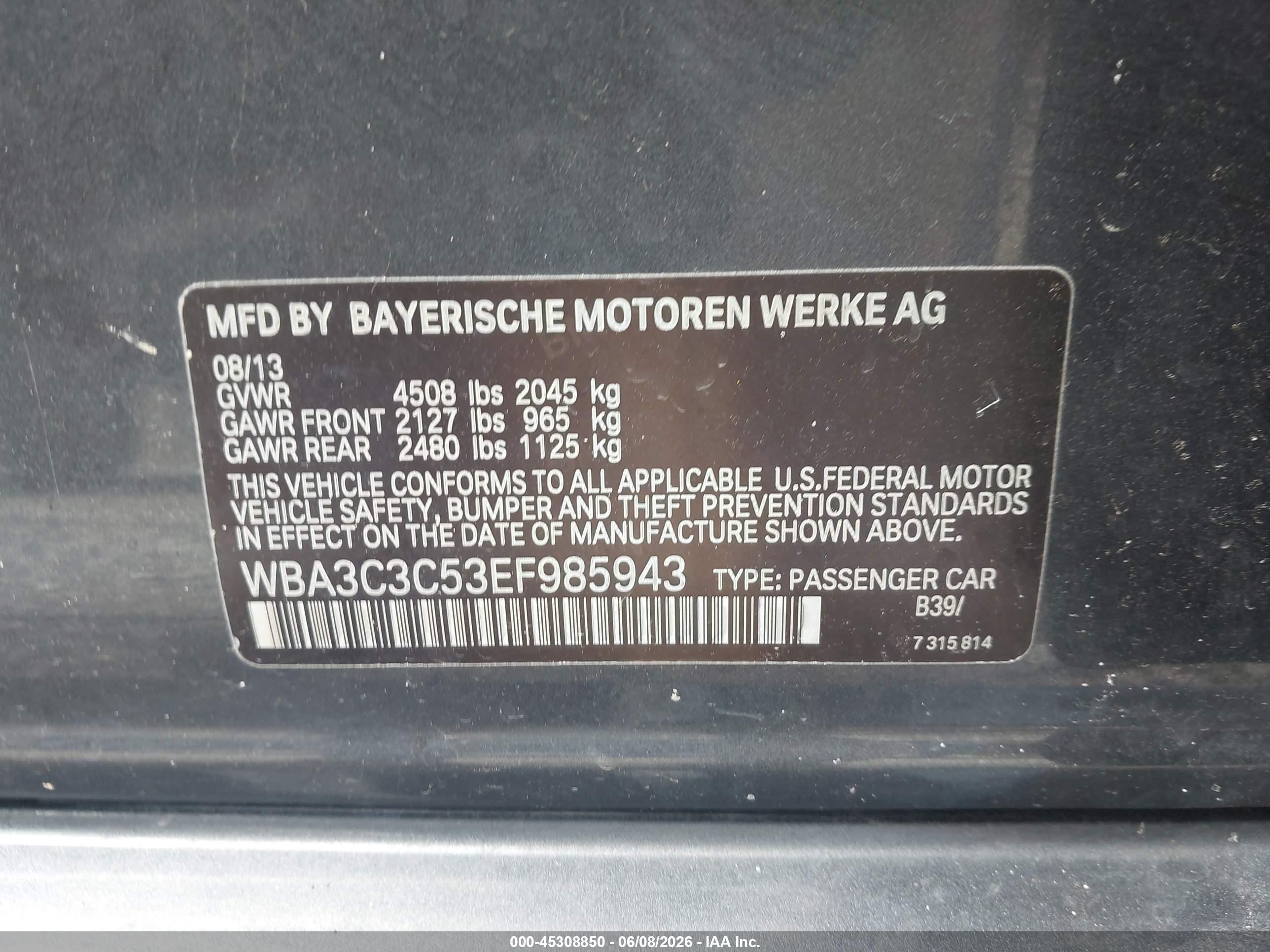 2014 Bmw 320i Xdrive Gray vin: WBA3C3C53EF985943