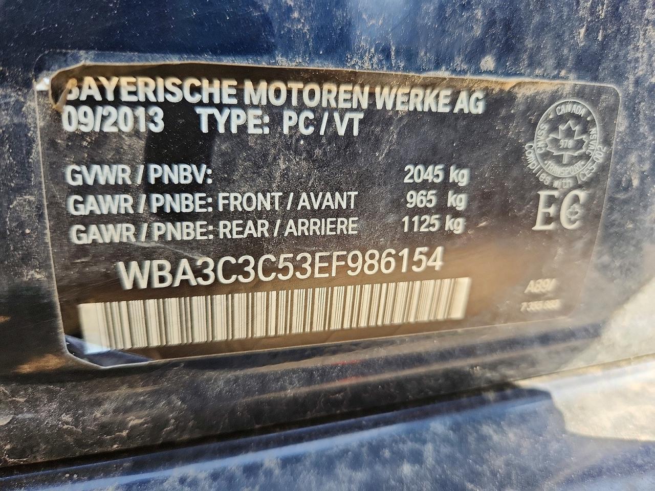 2014 Bmw 320 I Xdrive Blue vin: WBA3C3C53EF986154