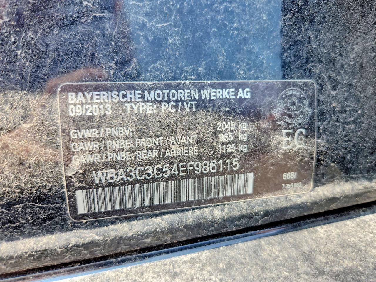 2014 Bmw 320 I Xdrive Black vin: WBA3C3C54EF986115