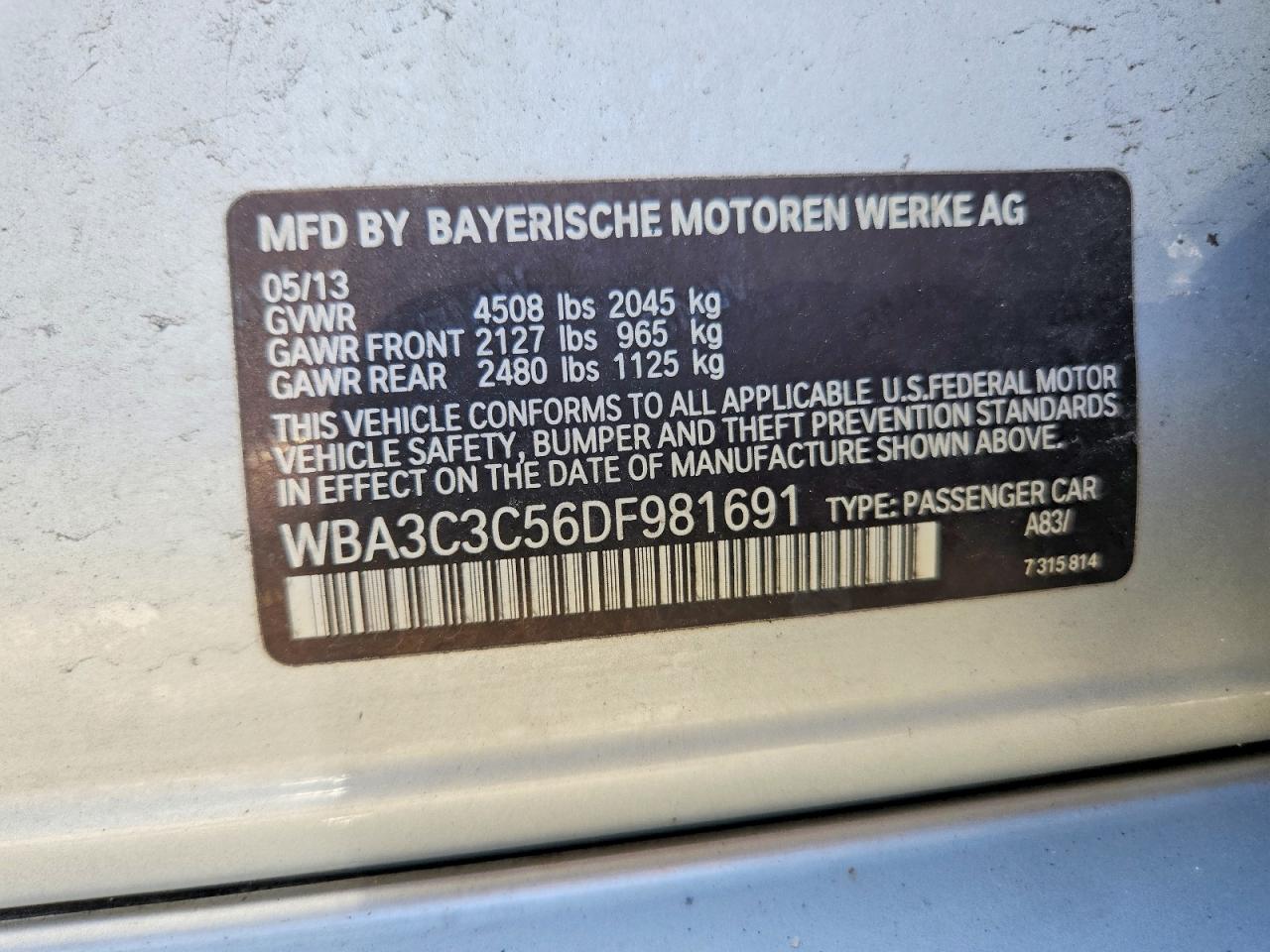 2013 Bmw 320 I Xdrive Silver vin: WBA3C3C56DF981691